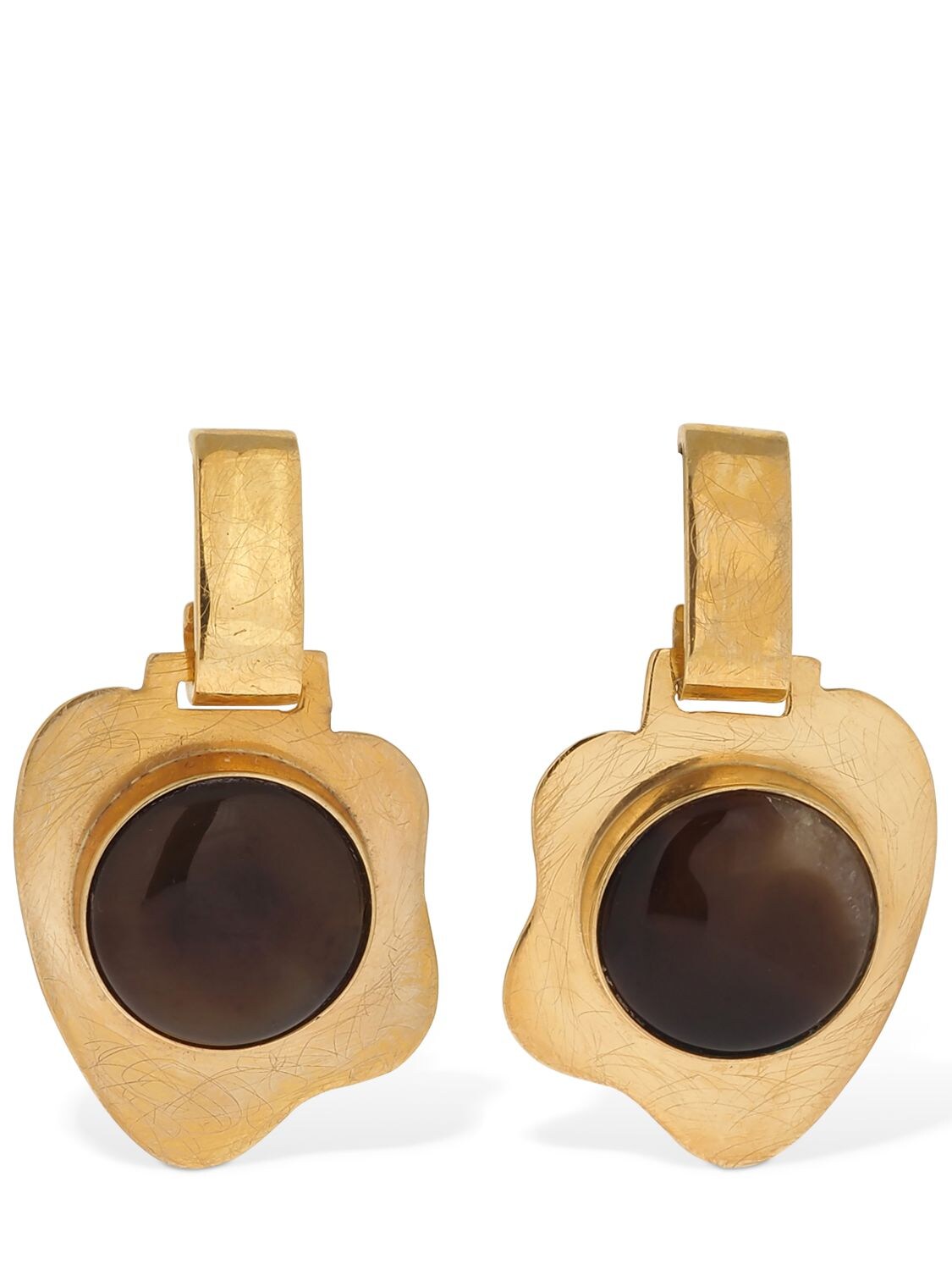 Liya Agate Drop Earrings In Gold,brown