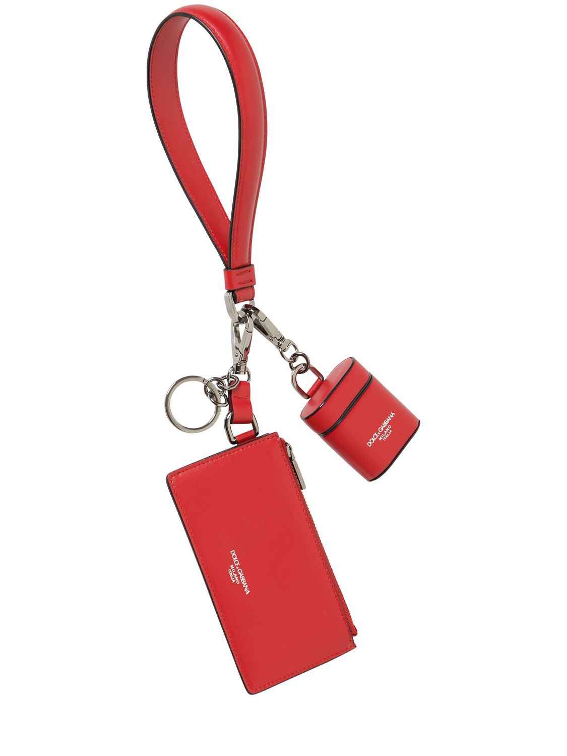 Dolce & Gabbana Leather Air Pod Case & Pouch In Red