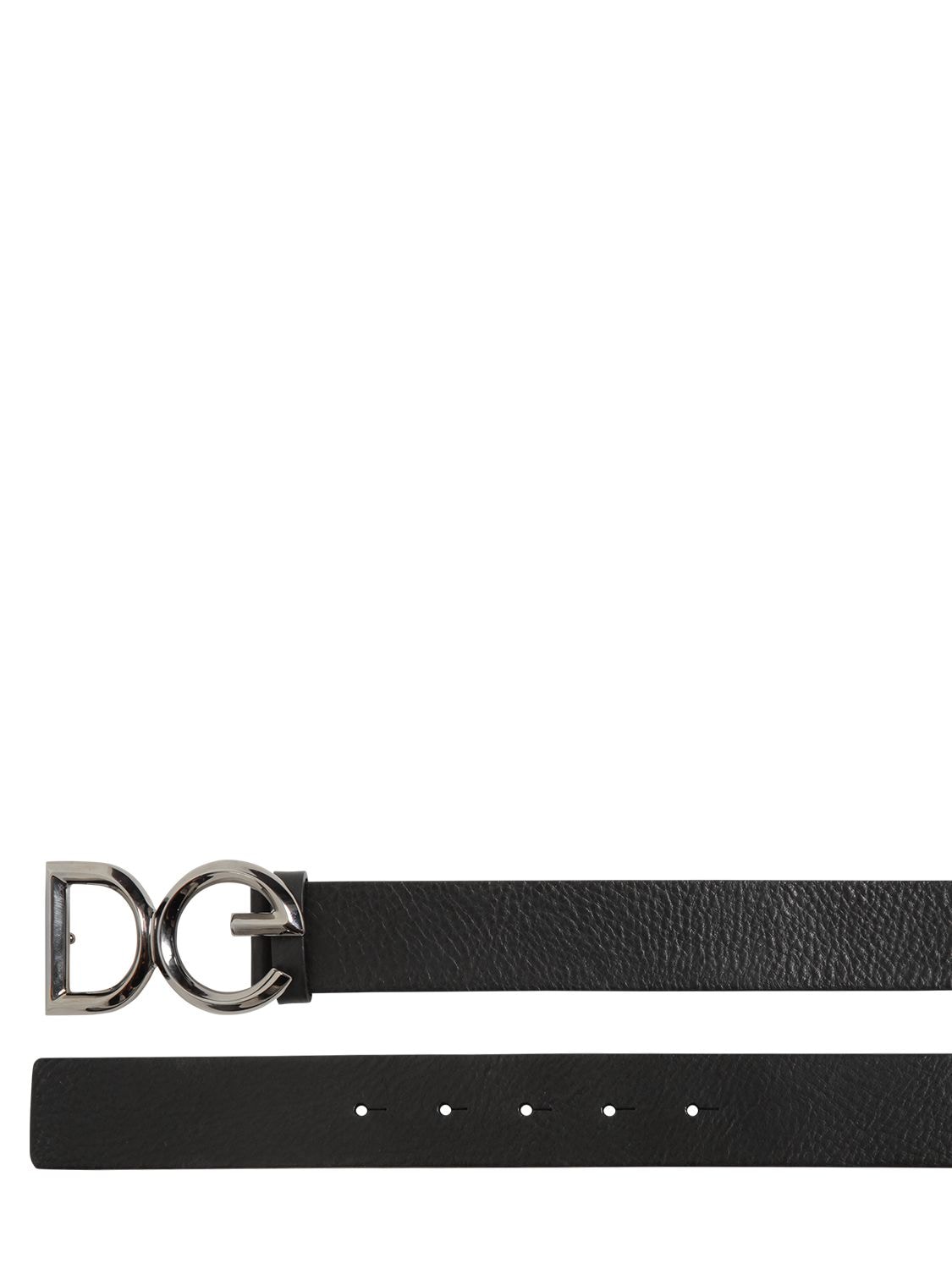 Dolce & Gabbana 35mm Leather Belt W/ D&g Buckle In Black