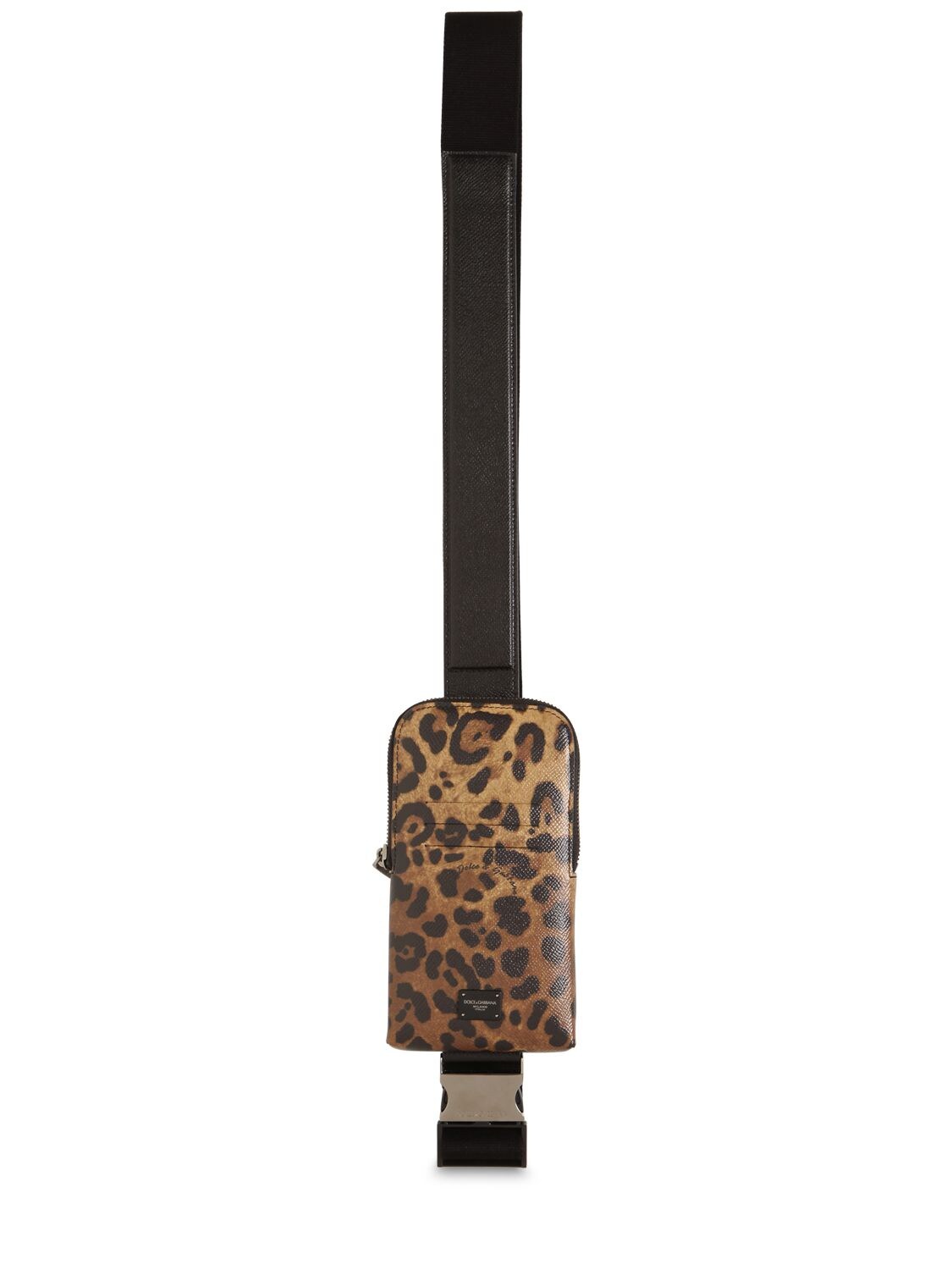 Dolce & Gabbana Leopard Print Leather Smartphone Case In Brown