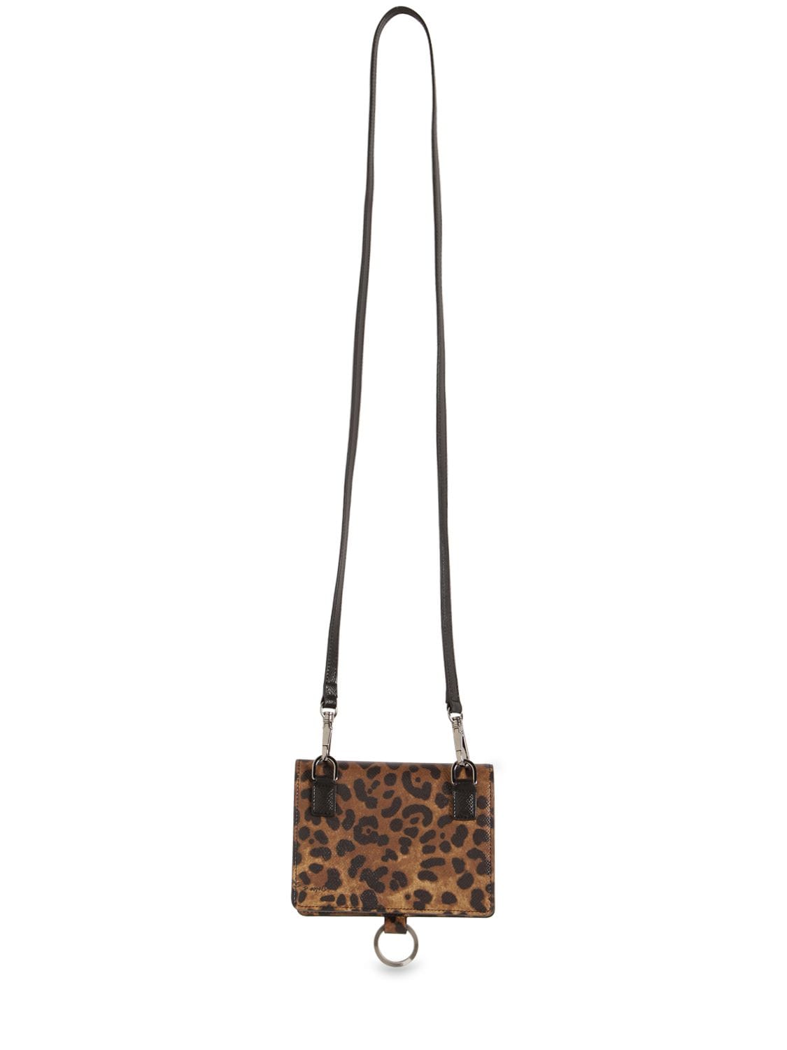 Dolce & Gabbana Dauphine Leopard Print Wallet W/strap In Brown