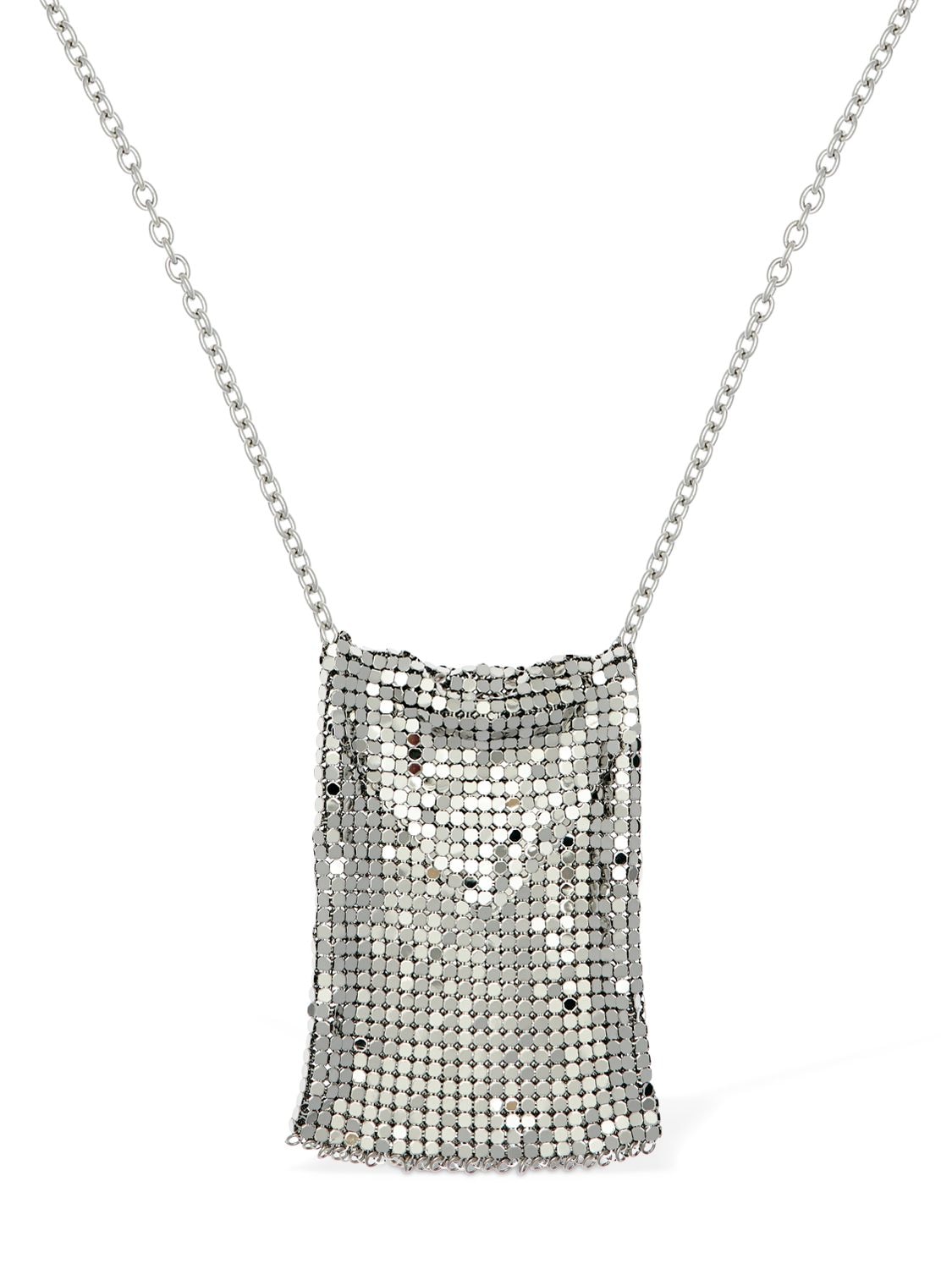 PACO RABANNE LARGE CHAINMAIL POUCH NECKLACE,71IG2J017-UDA0MA2
