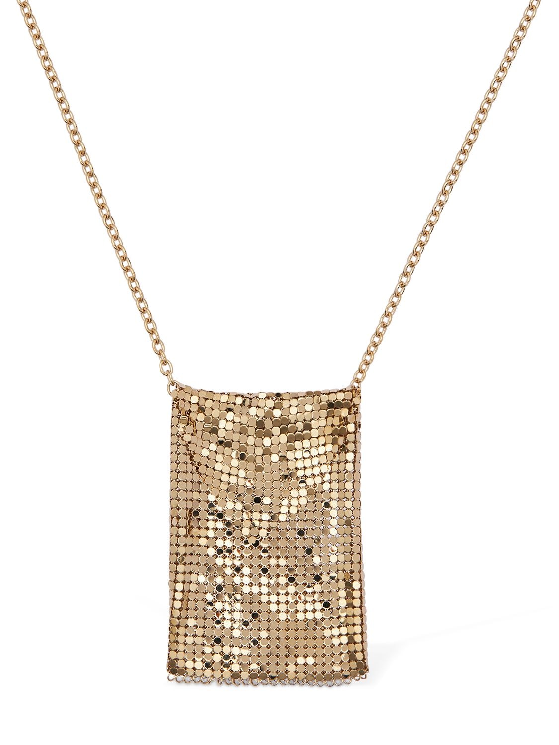 Paco Rabanne Large Chainmail Pouch Necklace Gold Luisaviaroma