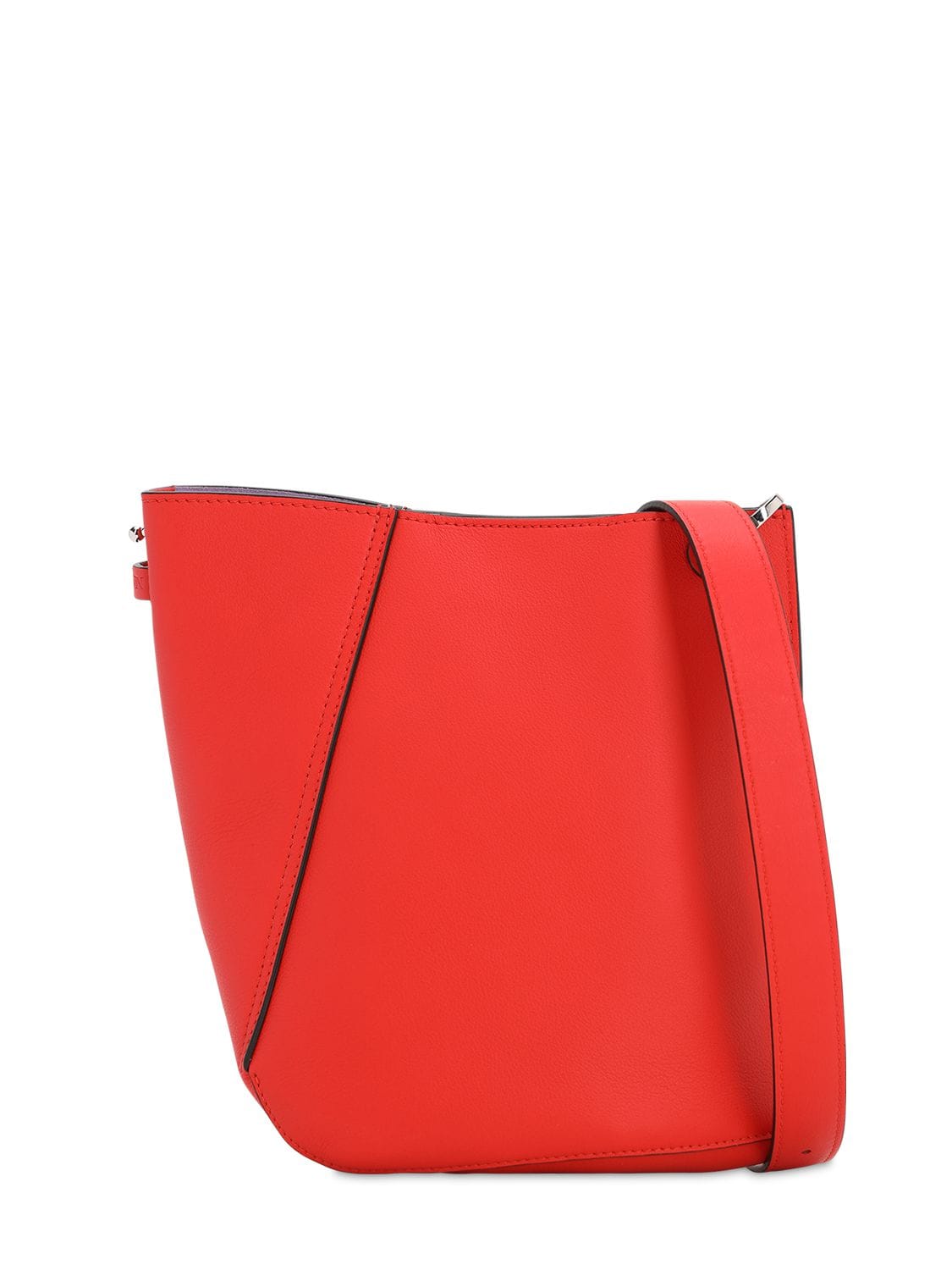 Lanvin Small Asymmetrical Leather Bucket Bag In Red