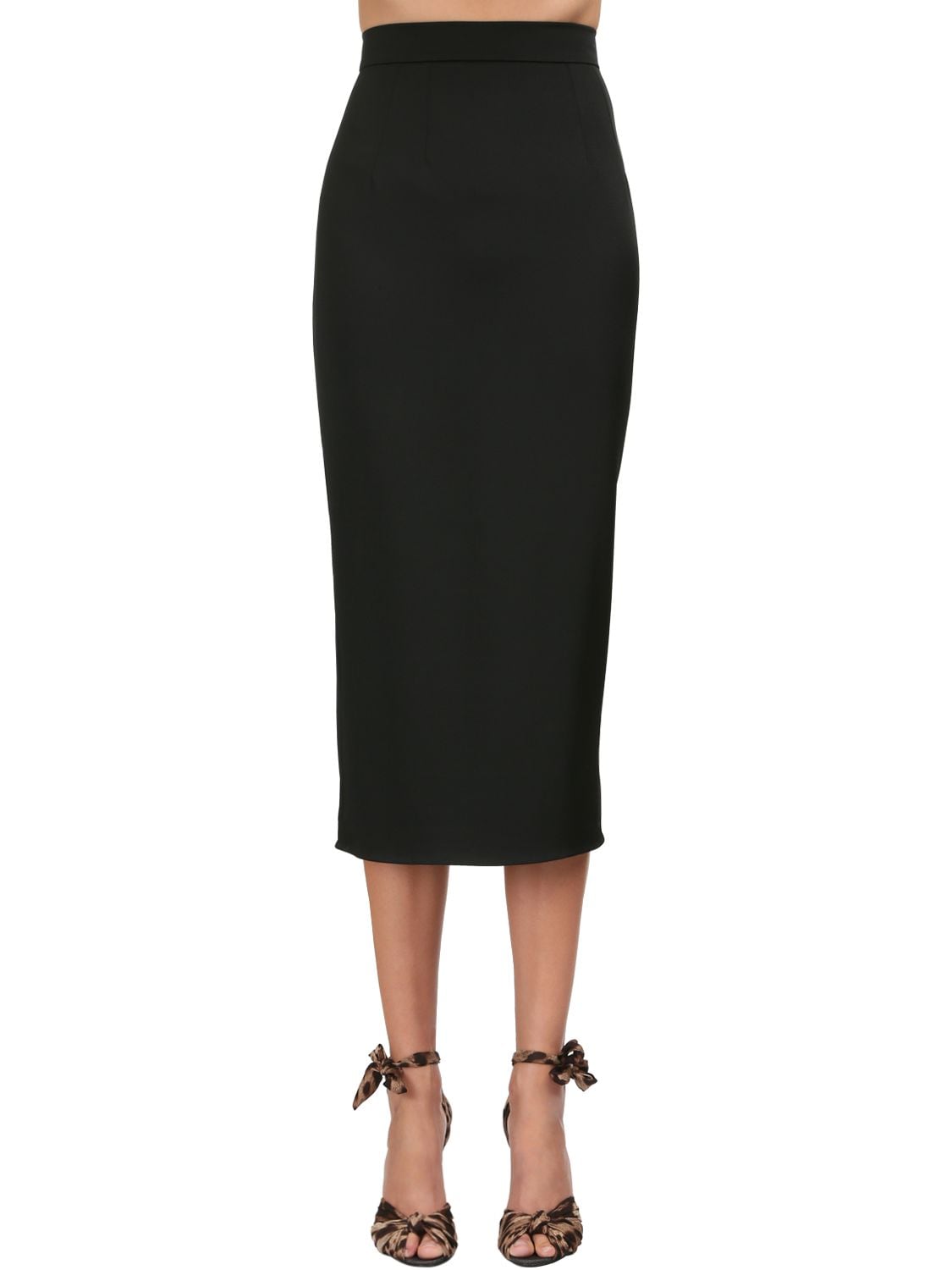 Dolce & Gabbana Stretch Faille Pencil Midi Skirt In Black