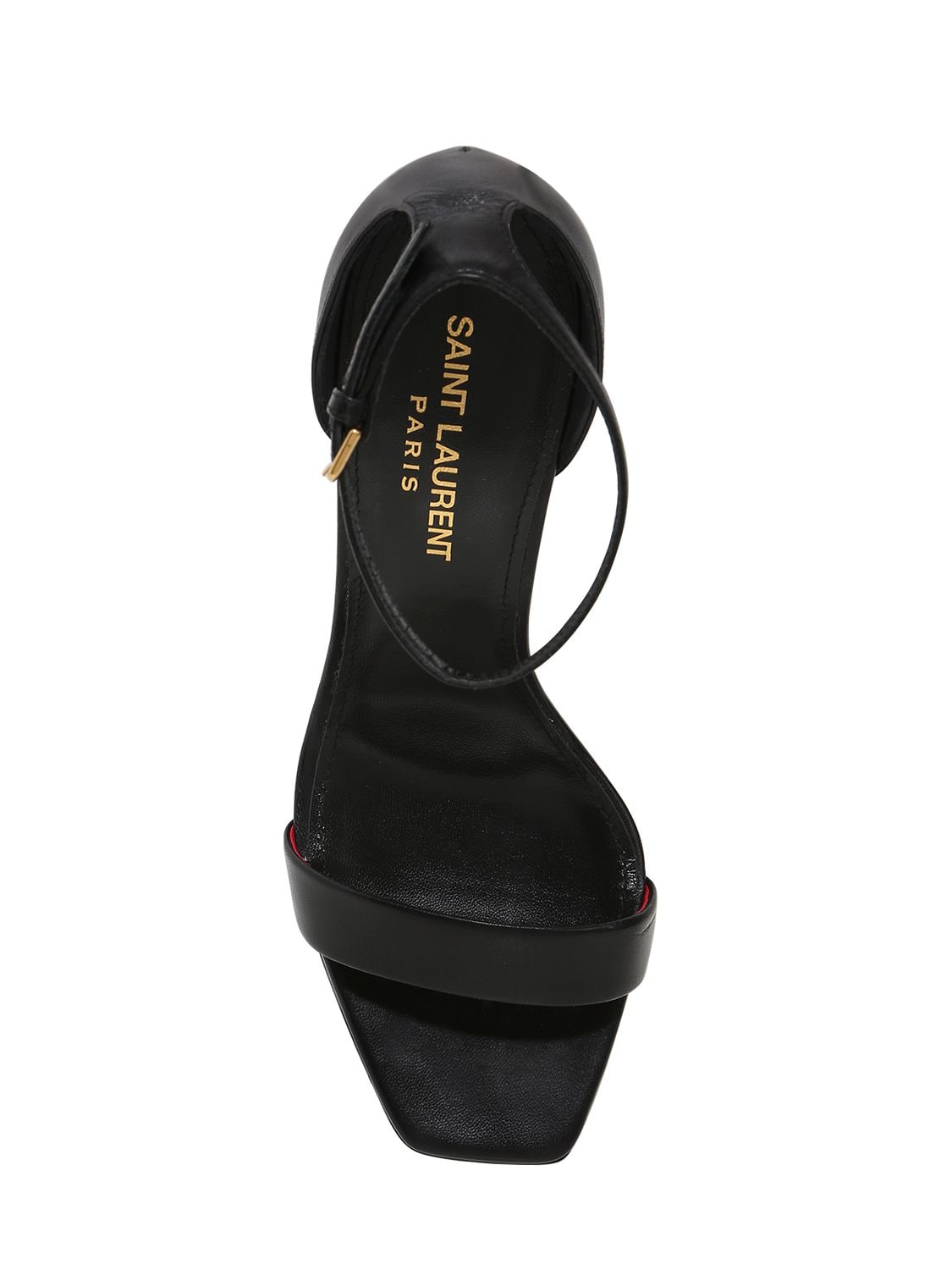 Shop Saint Laurent 105mm Amber Leather Sandals In Black