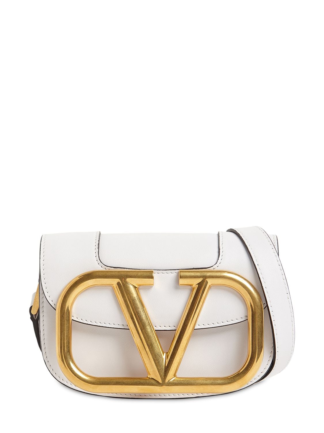 Valentino Garavani Supervee Sm Leather Shoulder Bag In White