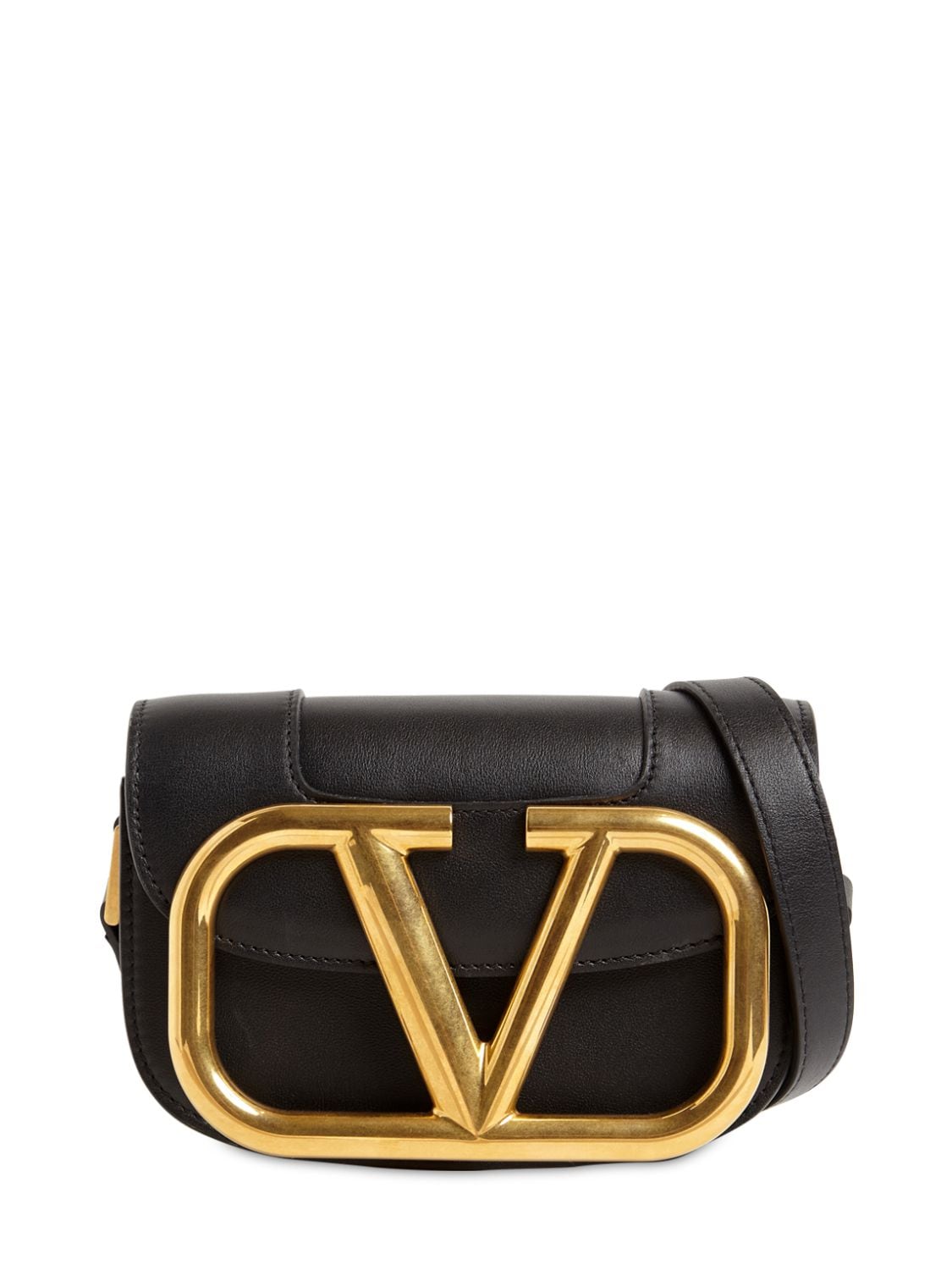 Valentino Garavani Supervee Sm Leather Shoulder Bag In Black
