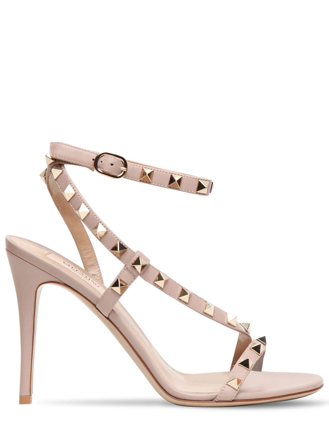 VALENTINO GARAVANI 100MM ROCKSTUD LEATHER SANDALS,71IG70001-UDQ10