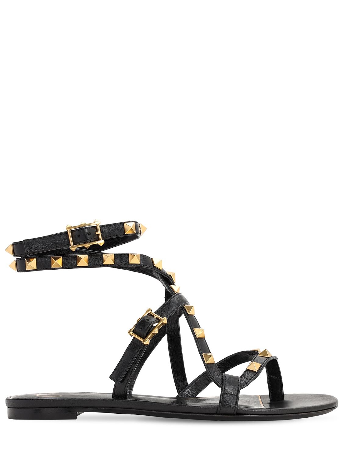 Valentino Garavani 10mm Rockstud Flair Leather Thong Sandal In Black ...