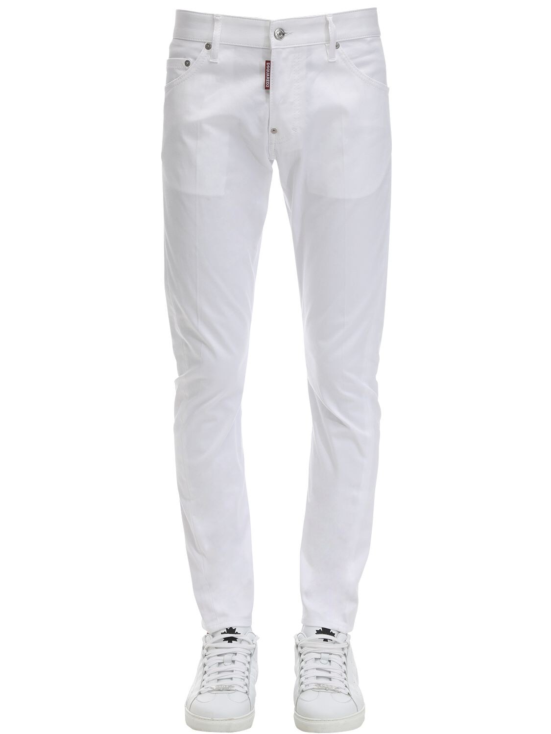 Dsquared2 16厘米sexy Twist斜纹棉牛仔裤 In White