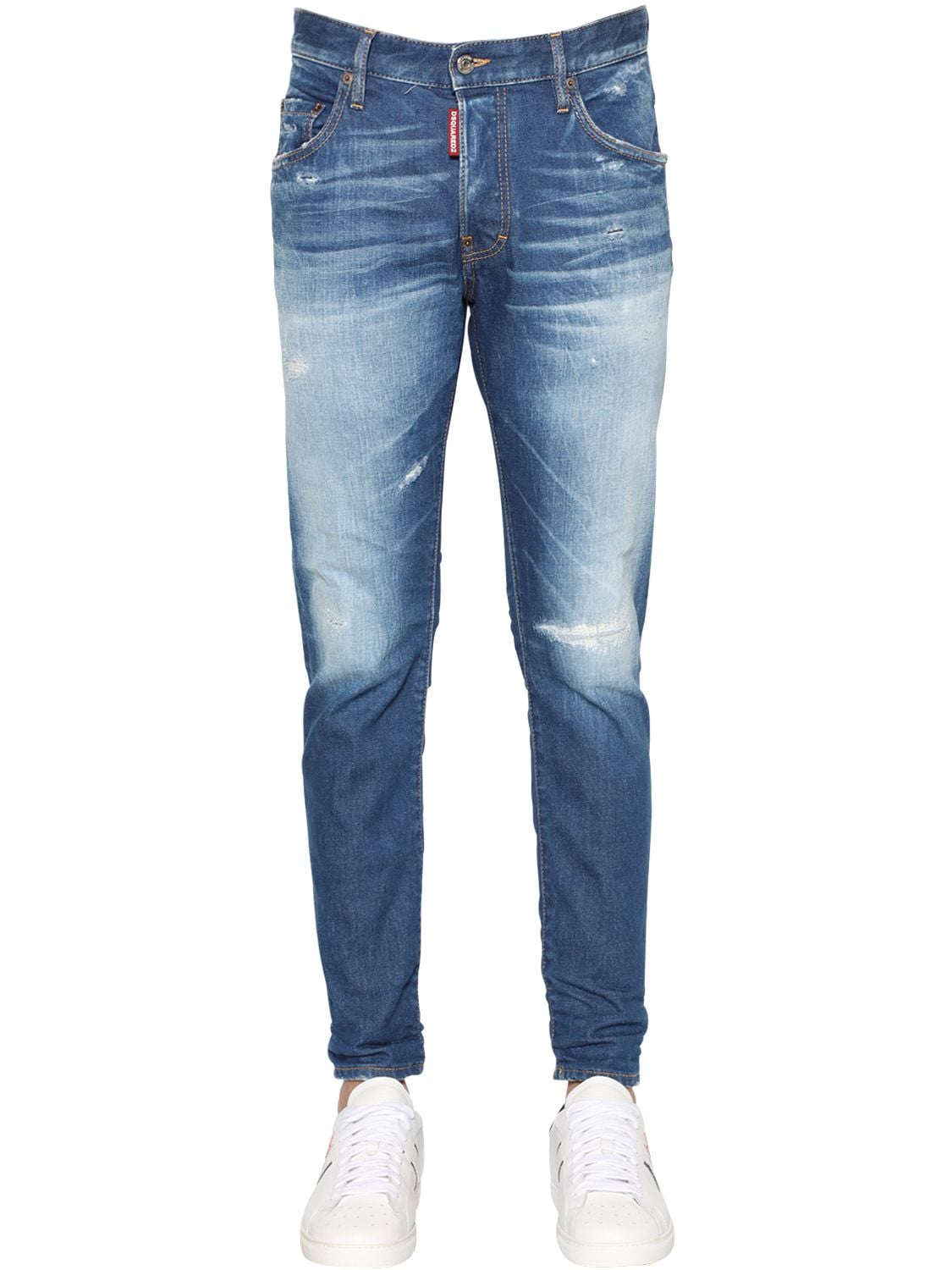 Dsquared2 16cm Skater Cotton Denim Jeans In Blue