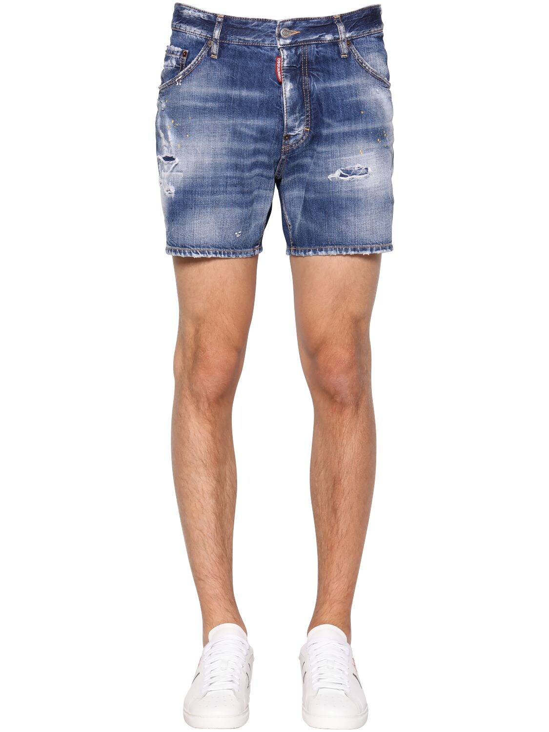 Dsquared2 26.5cm Dan Commando Cotton Denim Shorts In Blue