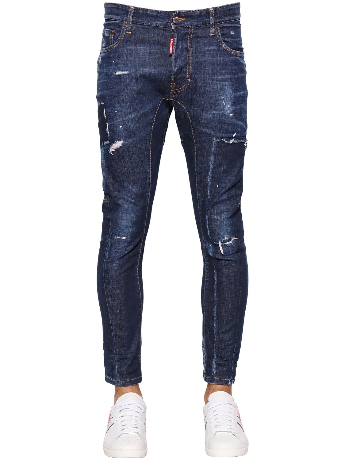 Dsquared2 17cm Tidy Biker Cotton Denim Jeans In Blue
