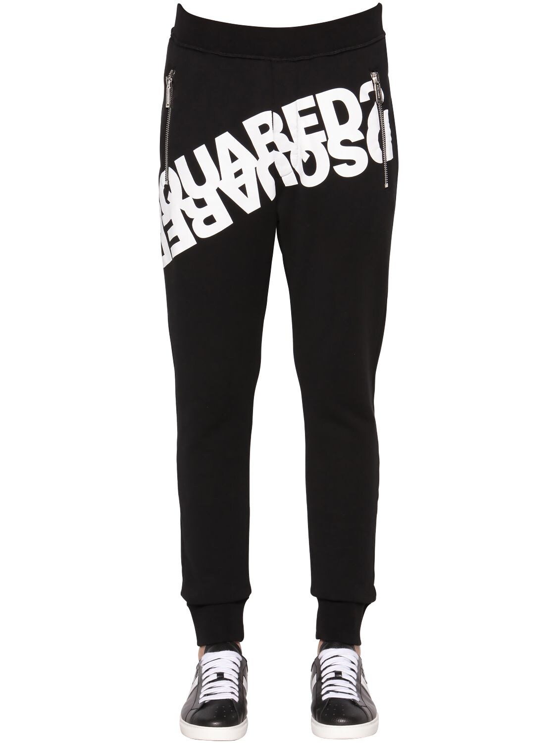 Dsquared2 Logo Printed Cotton Jersey Sweatpants In Black