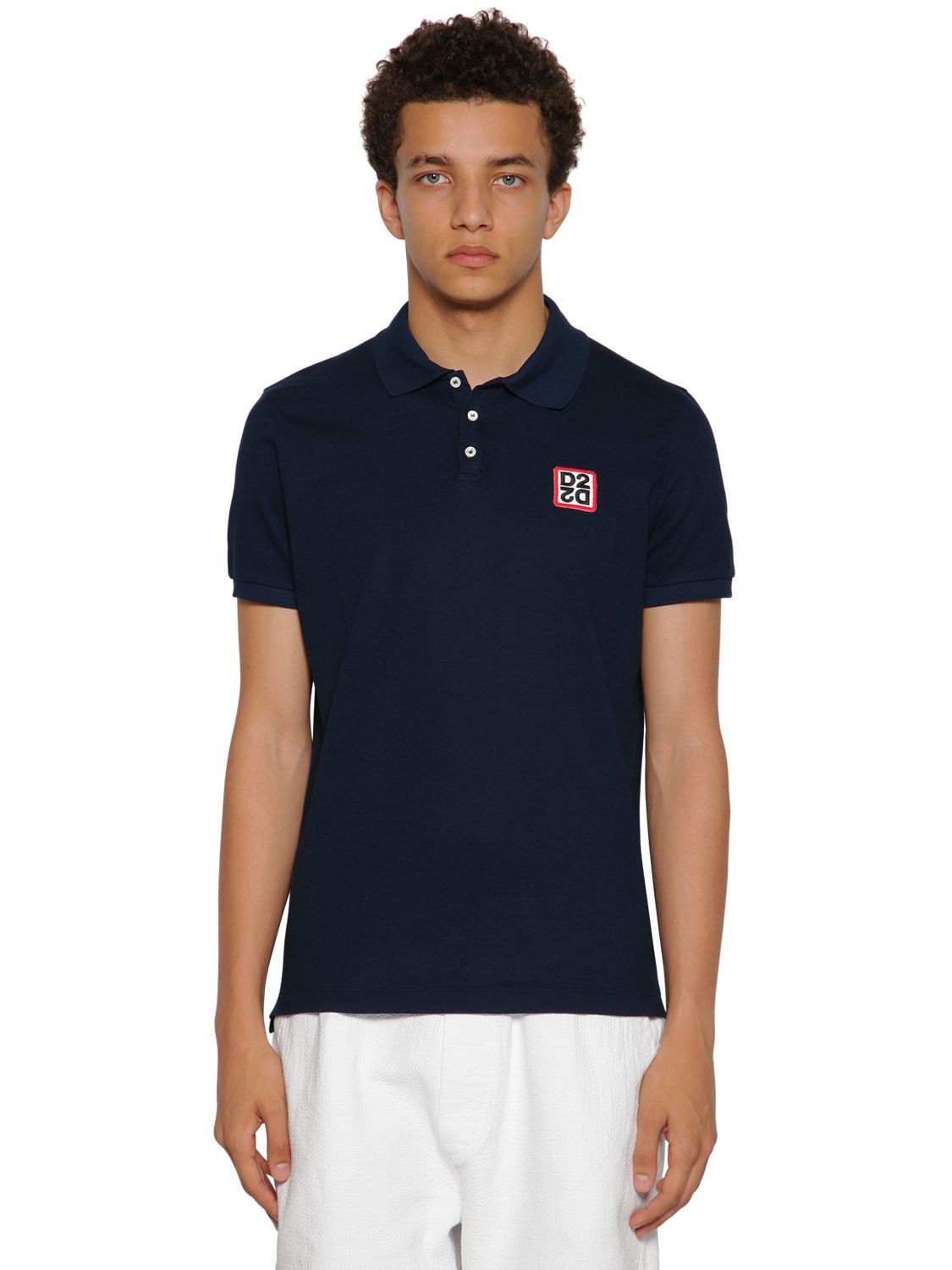 Dsquared2 Logo New Classic Cotton Pique Polo Shirt In Navy