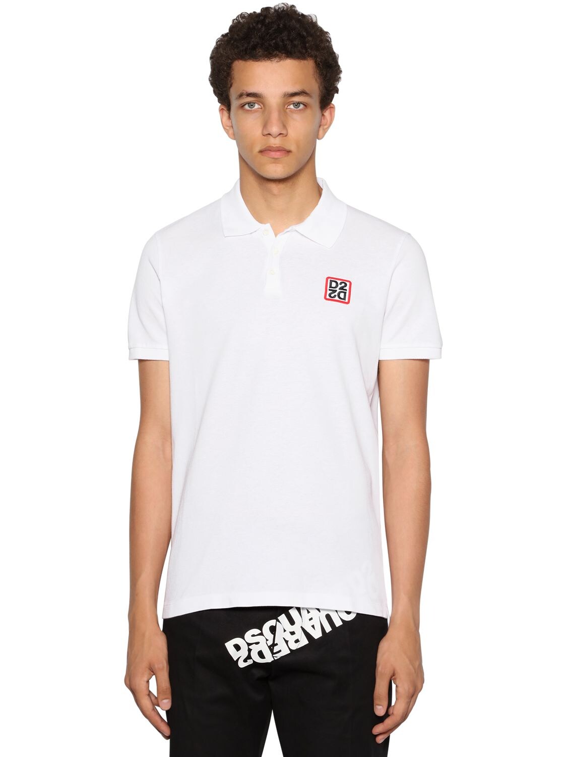 Dsquared2 Logo New Classic Cotton Pique Polo Shirt In White