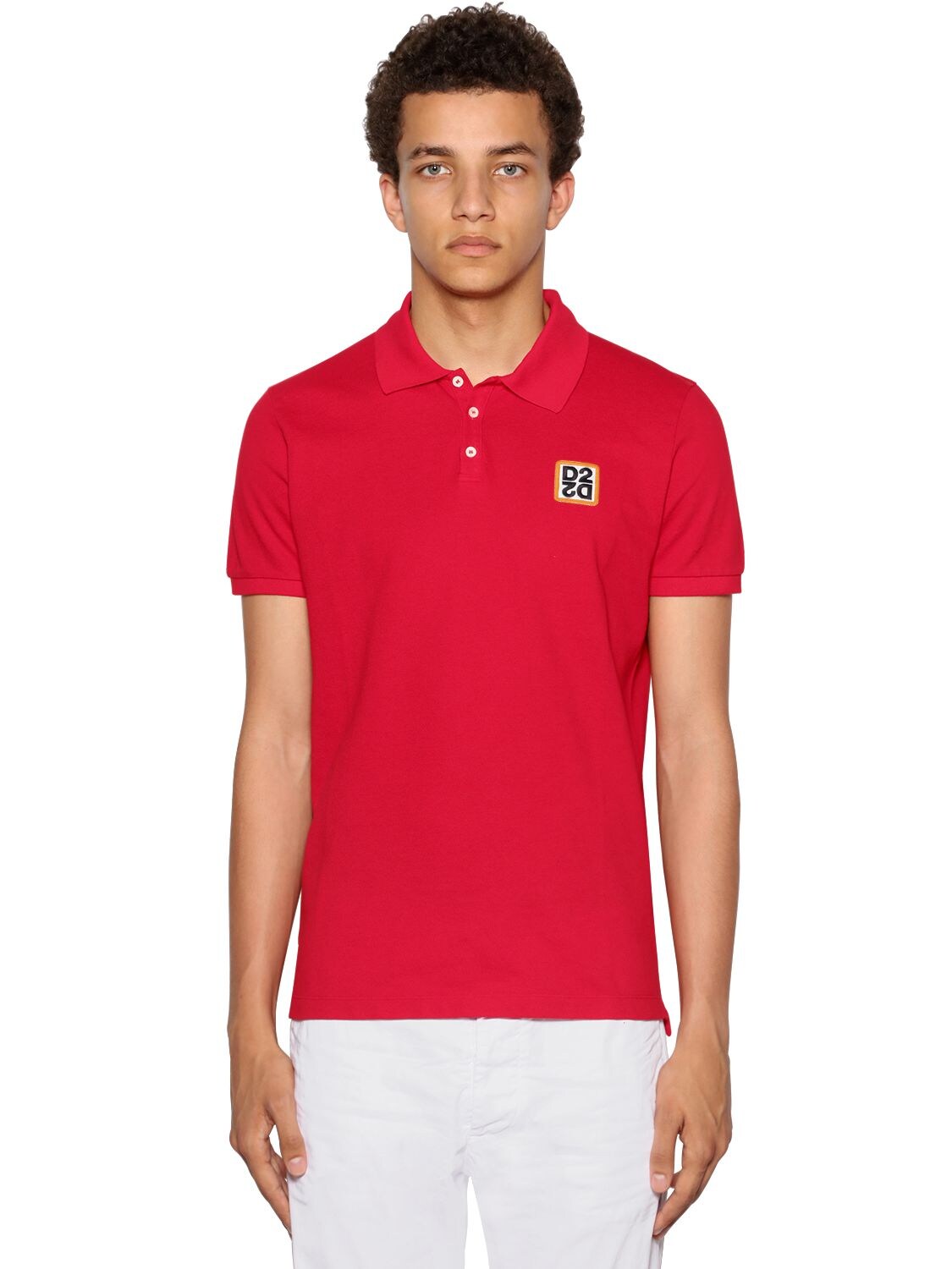 Dsquared2 Logo New Classic Cotton Pique Polo Shirt In Red
