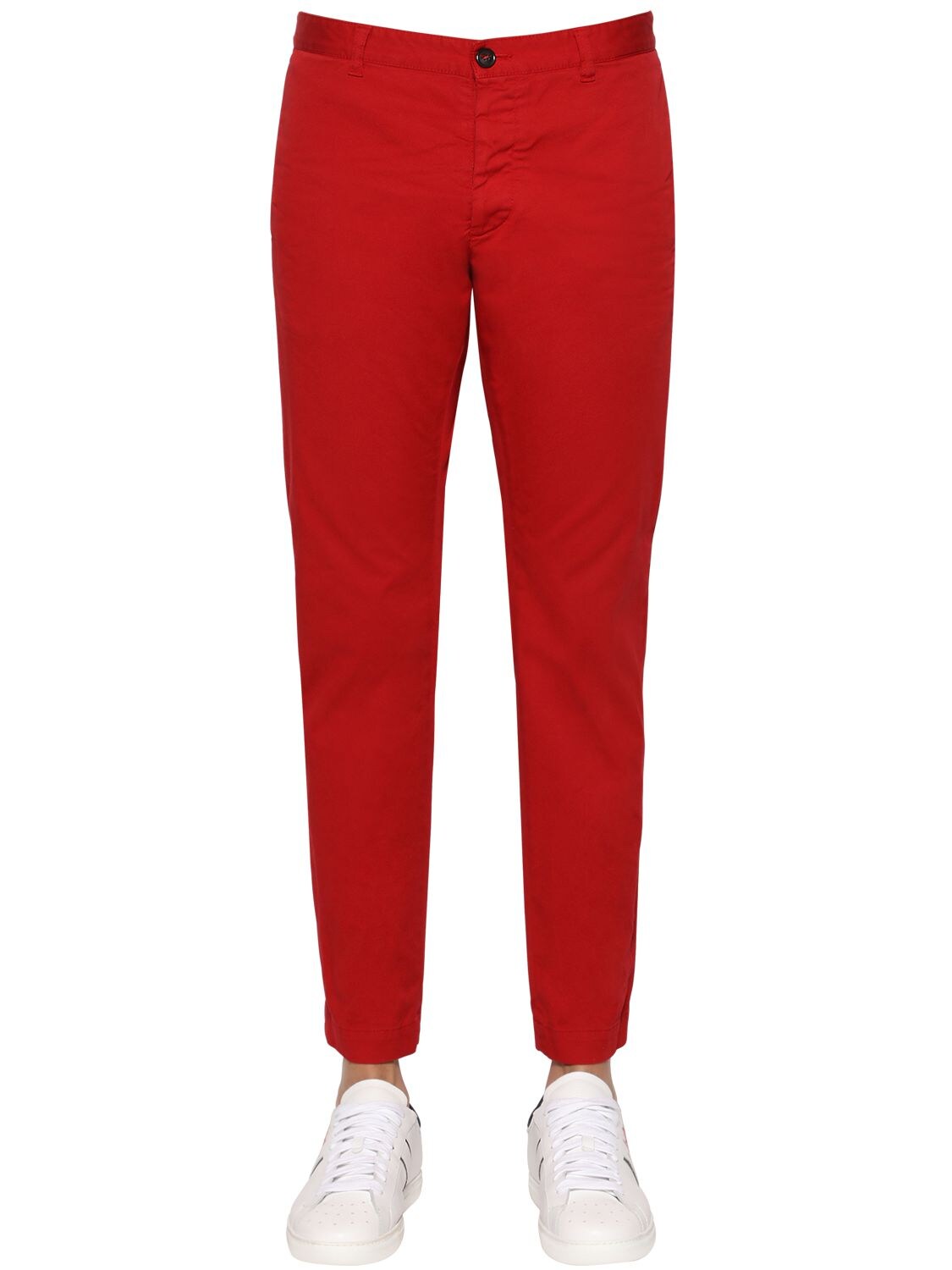 Dsquared2 16.5cm Tidy Gabardine Cotton Twill Pants In Red