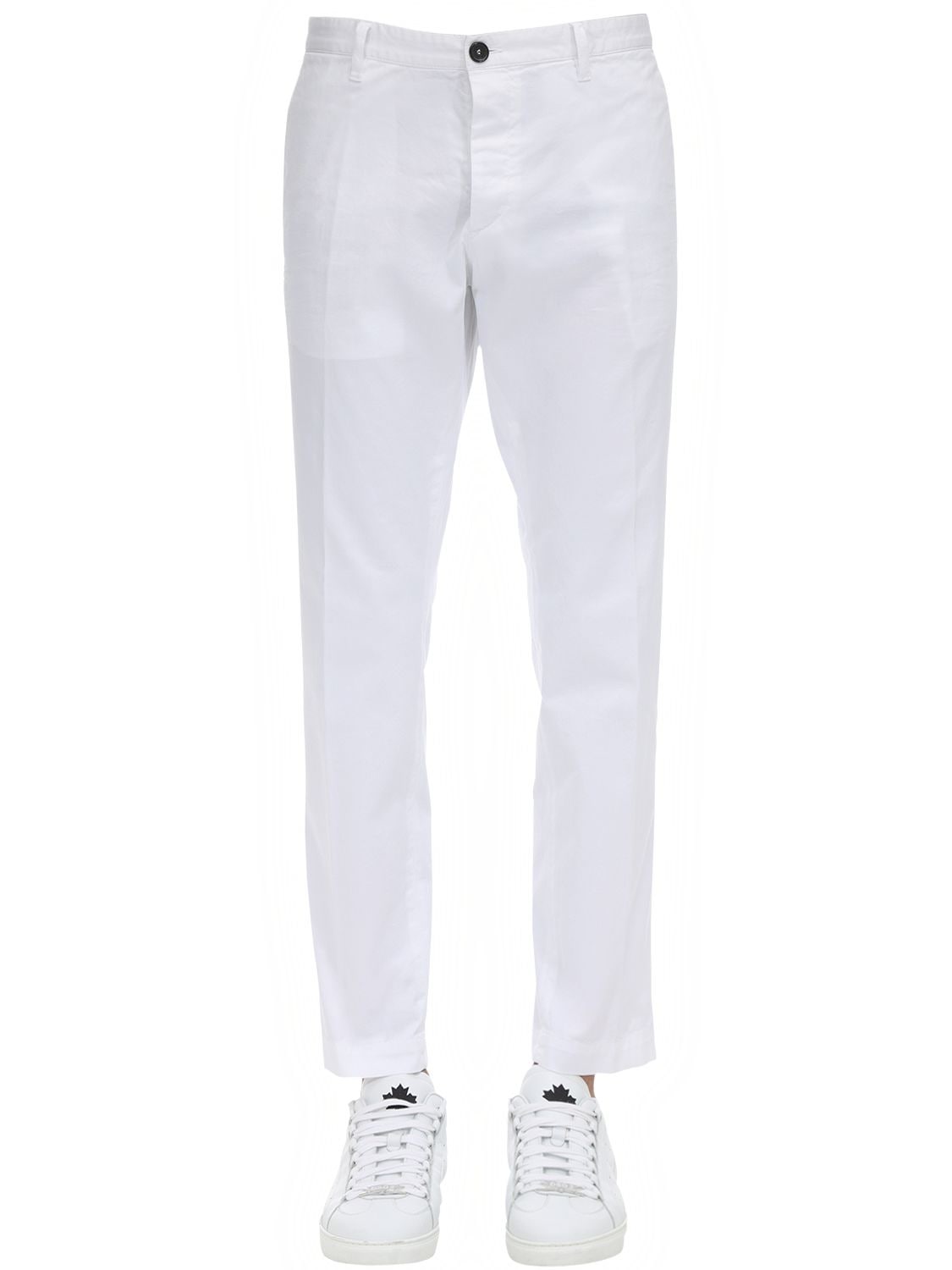 Dsquared2 16.5cm Tidy Gabardine Cotton Twill Pants In White