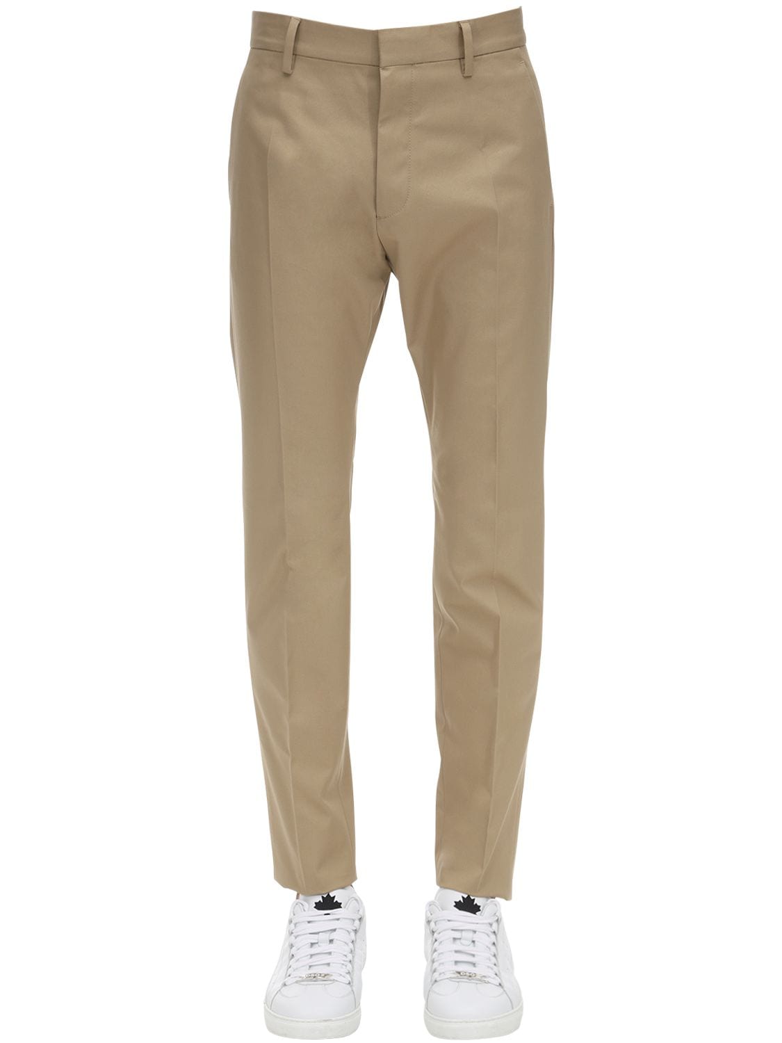 Dsquared2 17cm Admiral Fit Cotton Twill Pants In Beige