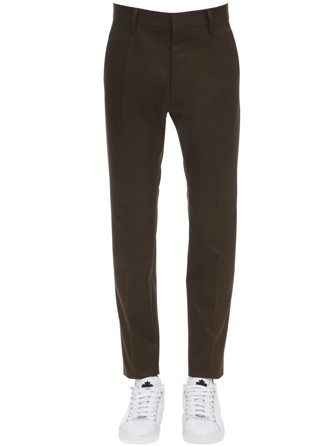 Dsquared2 17cm Admiral Fit Cotton Twill Pants In Military Green