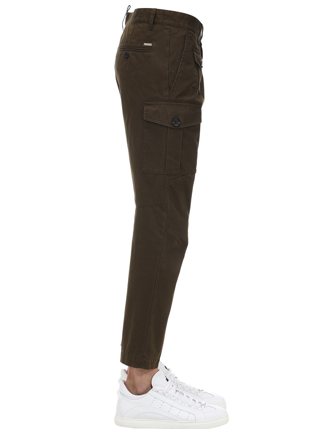 Dsquared2 16cm Sexy Stretch Cotton Cargo Pants In Dark Green Modesens