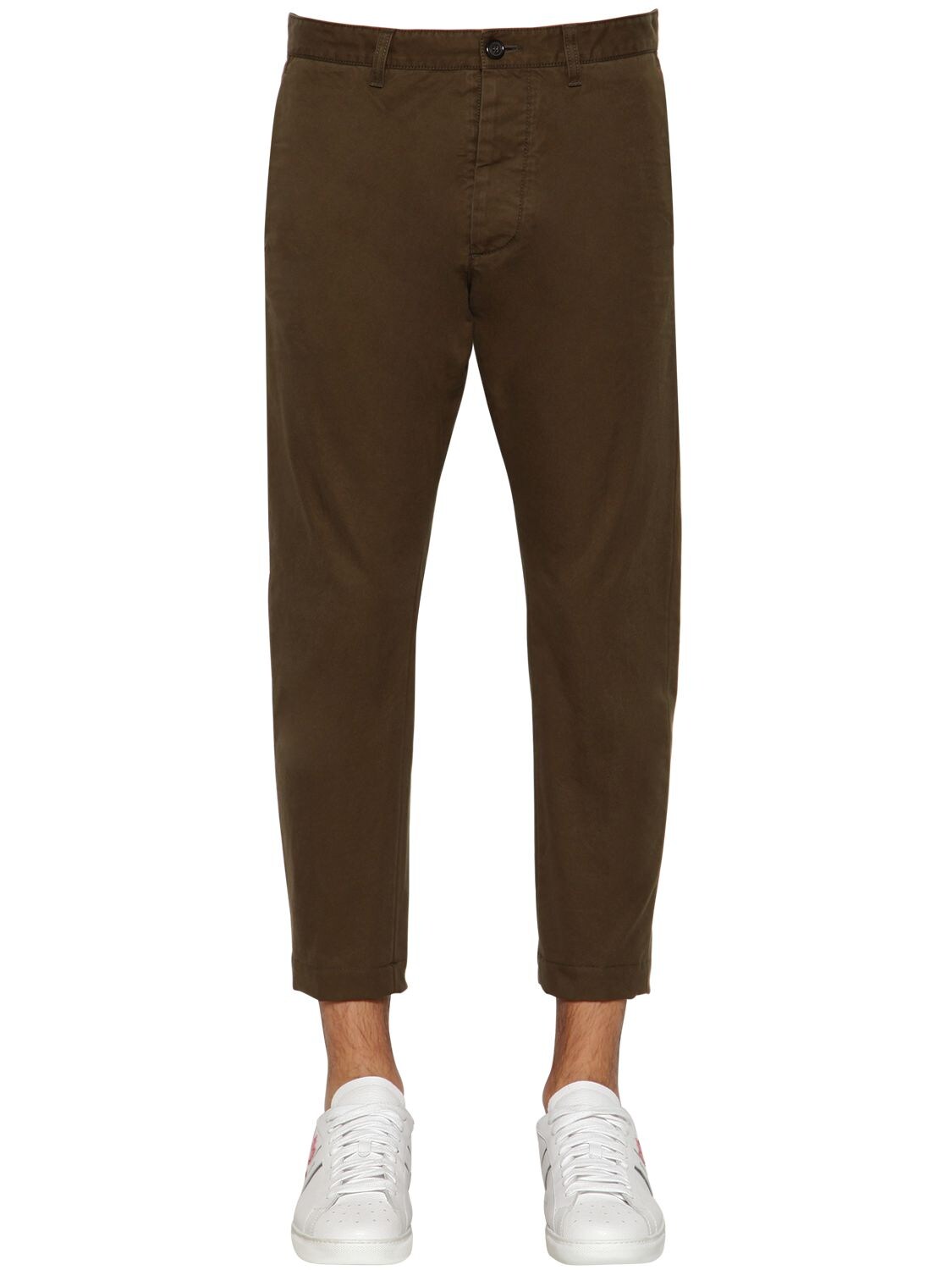 Dsquared2 16.5cm Hockney Fit Cotton Twill Pants In Military Green