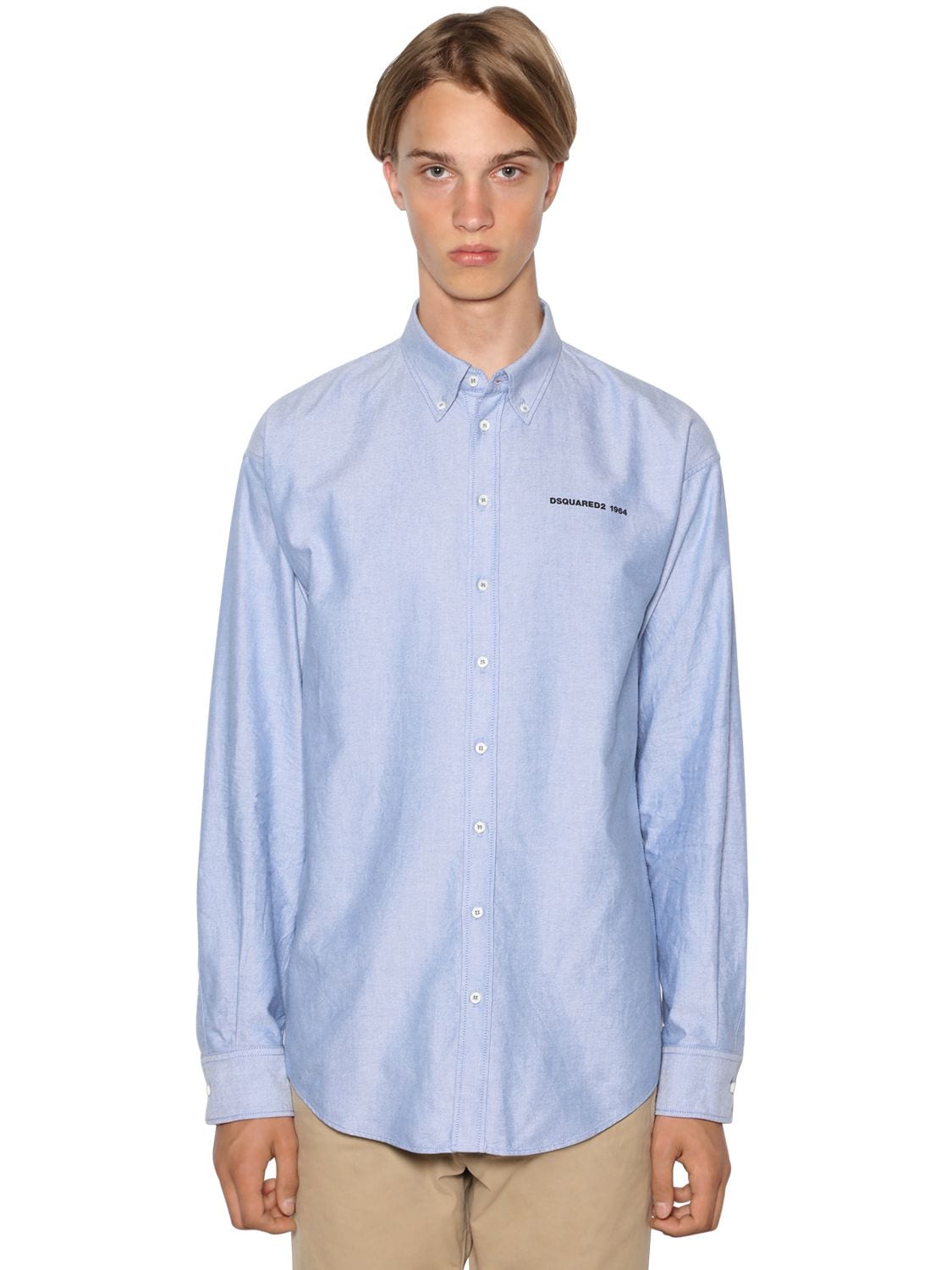 DSQUARED2 CLASSIC BUTTON DOWN COTTON OXFORD SHIRT,71IG7E113-NDGZ0