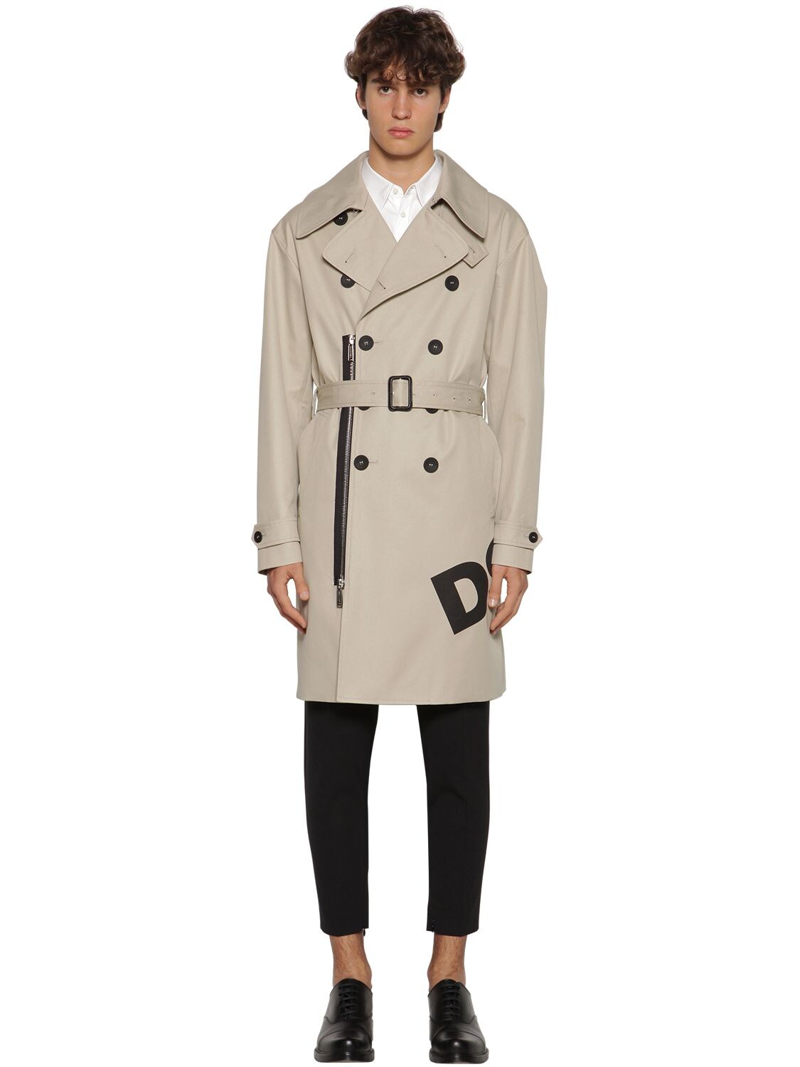 DSQUARED2 PRINTED COTTON TWILL TRENCH COAT,71IG7E119-MTE00