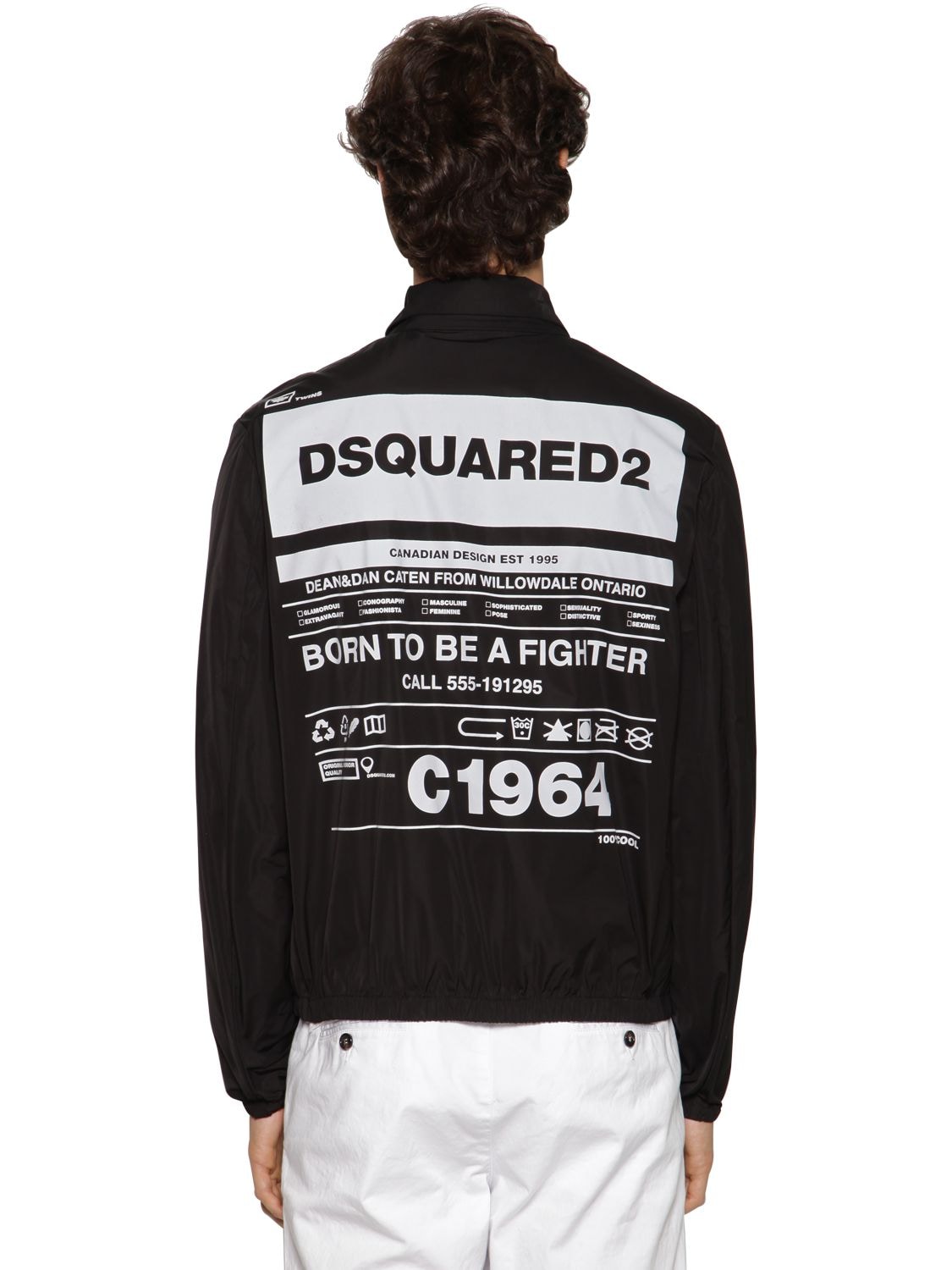 Dsquared2 Printed Nylon Taffeta Jacket In Black