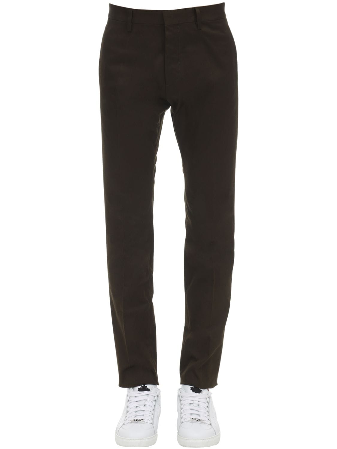 Dsquared2 17cm Cool Guy Stretch Cotton Twill Trousers In Military Green