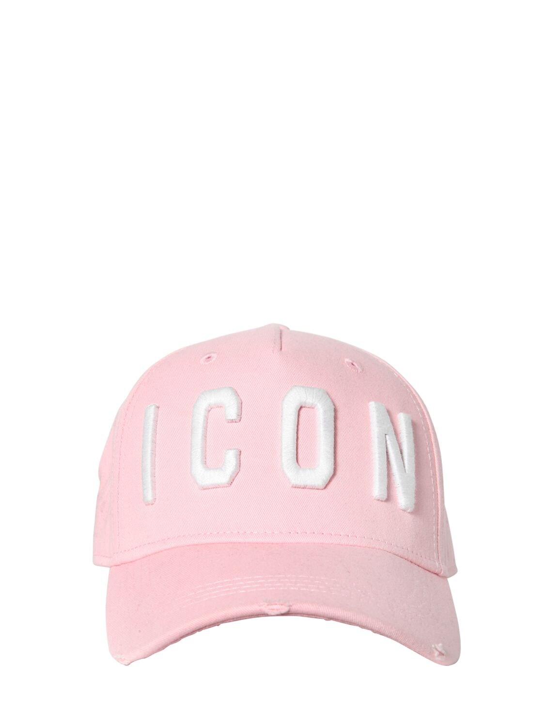 Dsquared2 Icon Cotton Canvas Baseball Hat In Pink,white