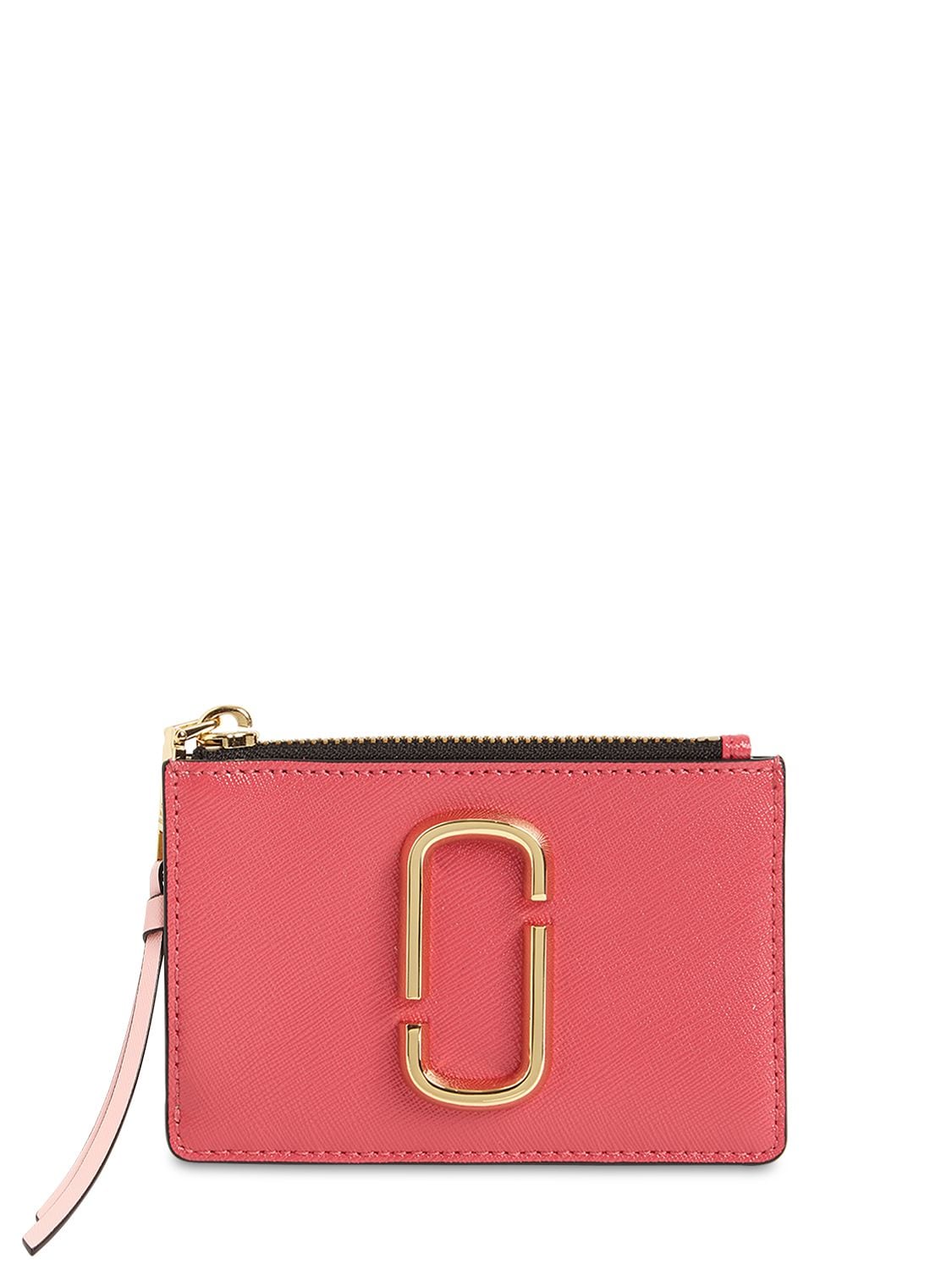 Marc Jacobs Snapshot Leather Zip Card Holder In Dragon Fruit