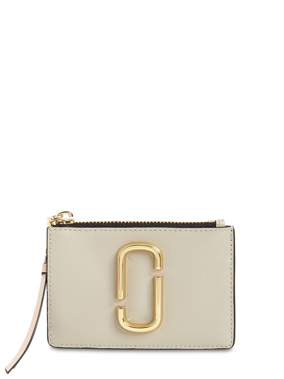 Marc Jacobs Snapshot Leather Zip Card Holder In Coconut Multi