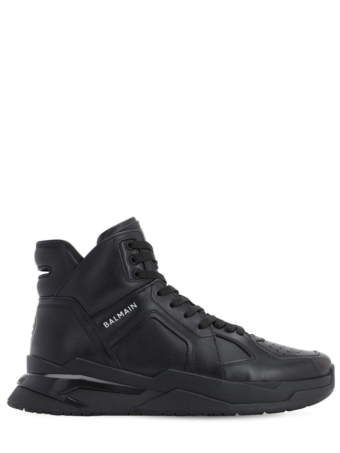 Balmain B-ball Leather High Top Sneakers In Black | ModeSens