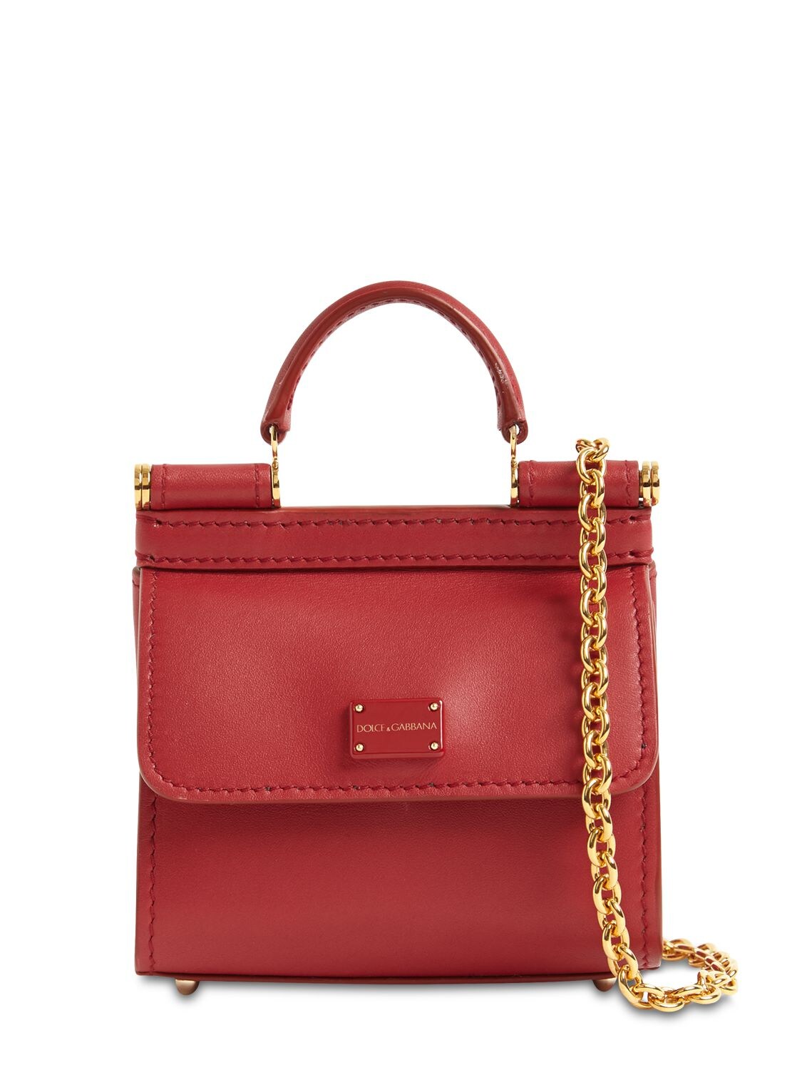 Dolce & Gabbana "nano 58"皮革链条钱包 In Red