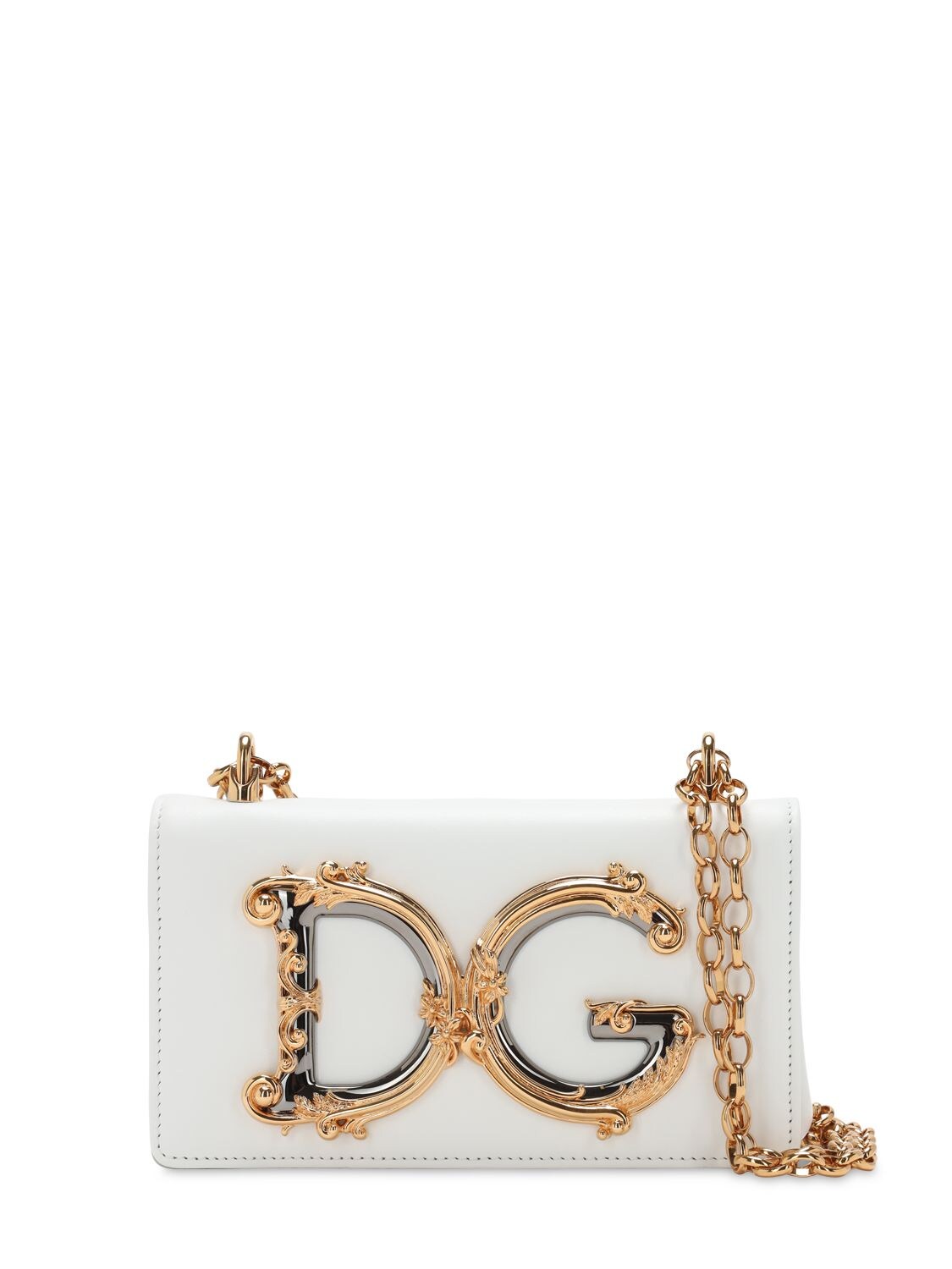 Dolce & Gabbana Dg Girl Leather Phone Bag In White