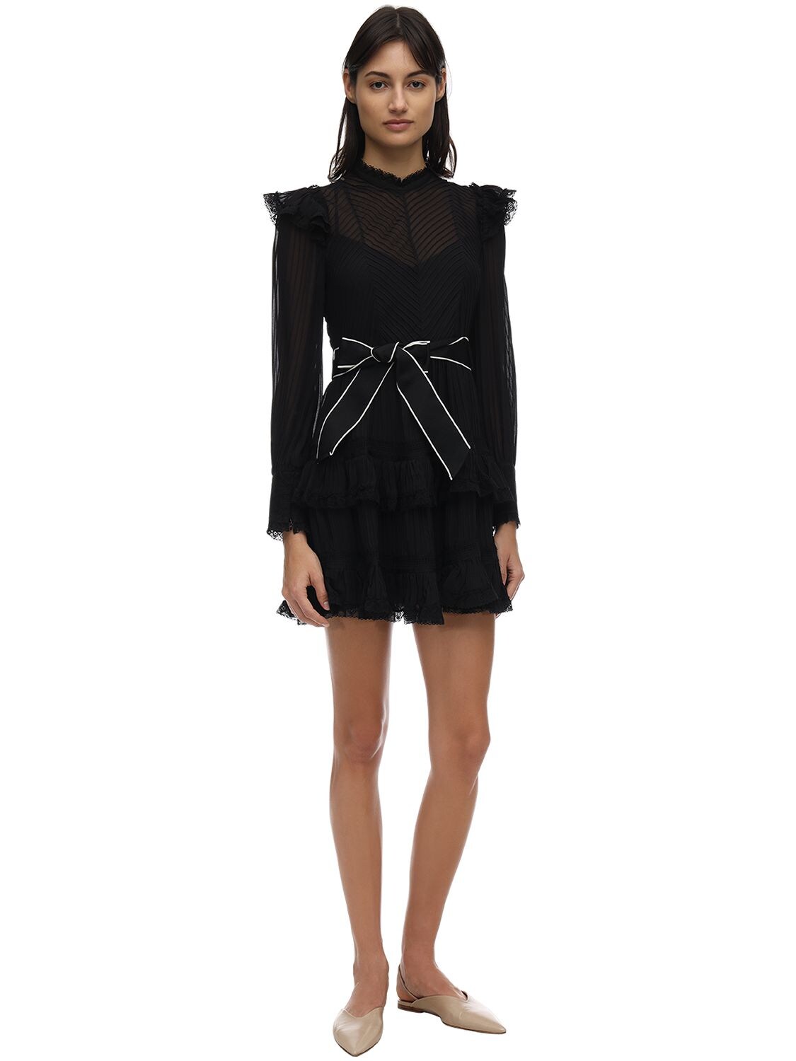 Zimmermann Ruffle-trimmed Mini Dress In Black