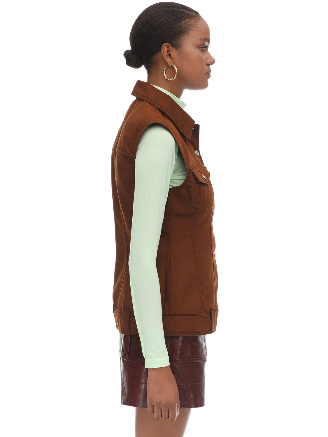 Ganni Buttonedup Fitted Vest In Light Brown ModeSens