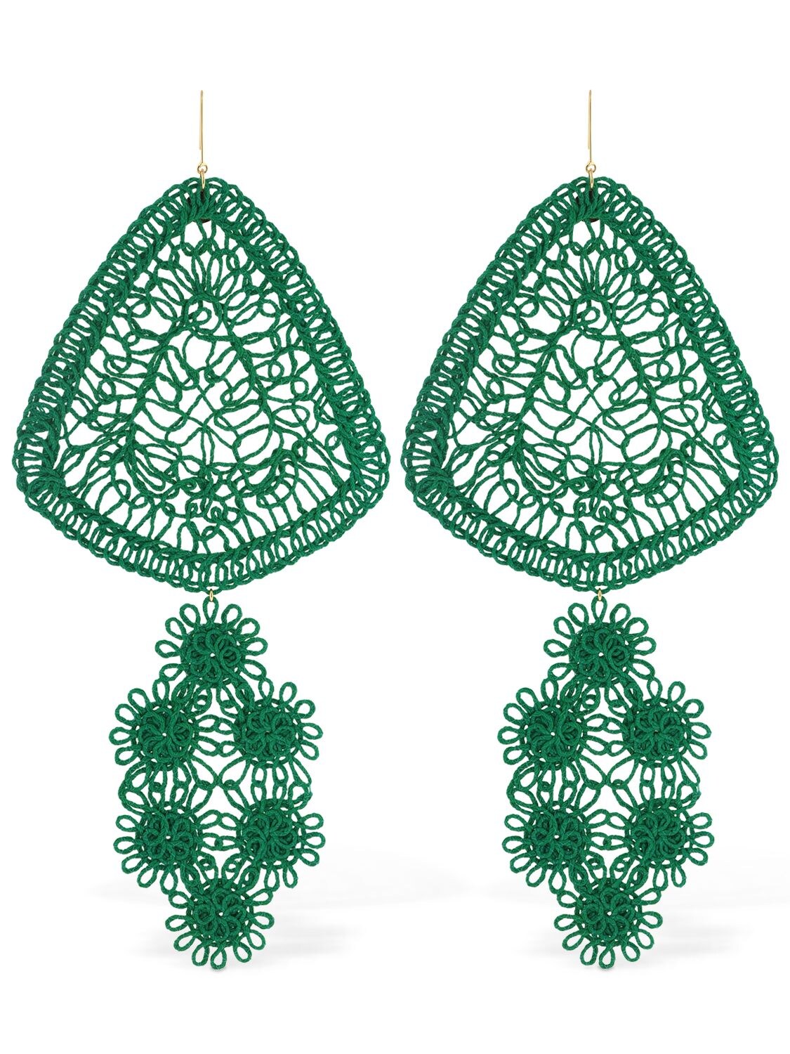 Stella Mccartney Lvr Sustainable Cotton Thread Earrings In Bright Green