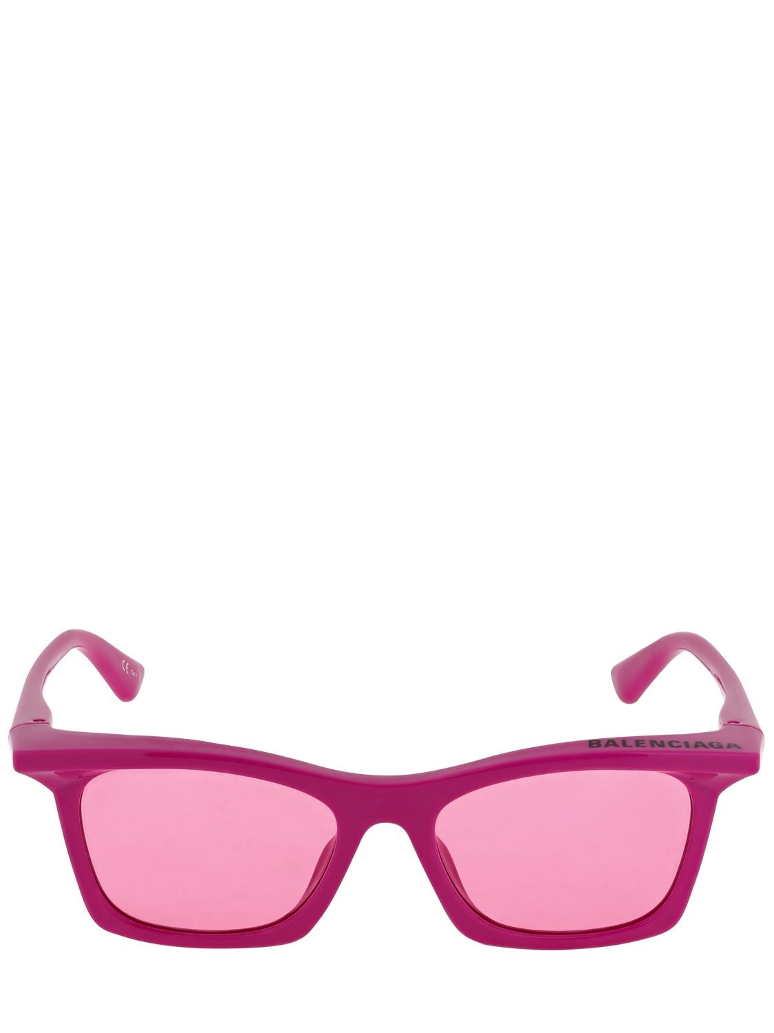 Balenciaga 0099s Rectangle Rim Sunglasses In Fuchsia