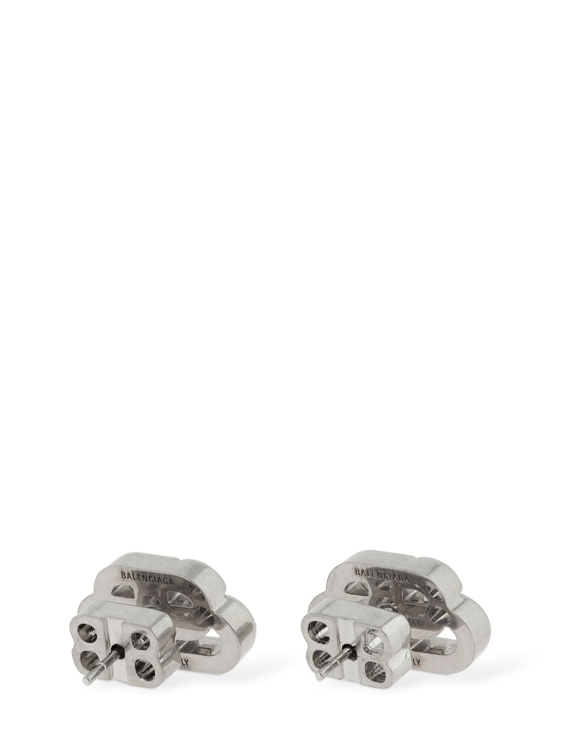 Shop Balenciaga Bb Xs Mini Logo Stud Earrings In Silver