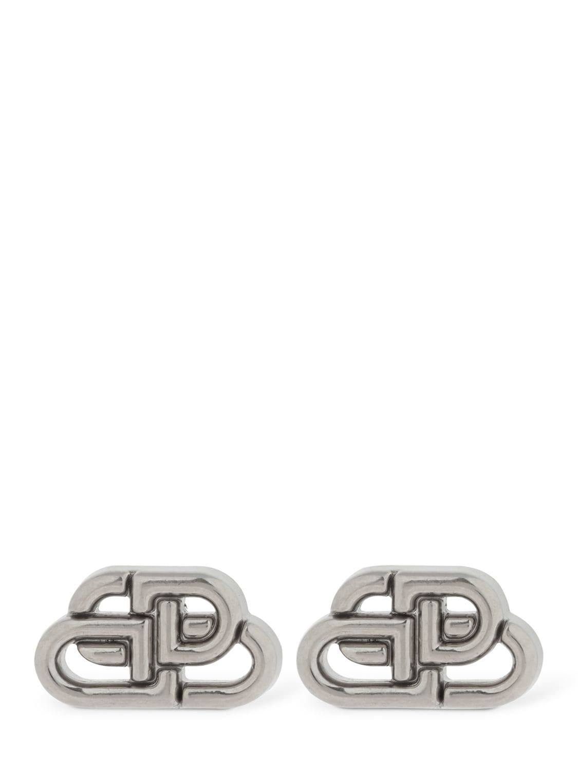 Shop Balenciaga Bb Xs Mini Logo Stud Earrings In Silver