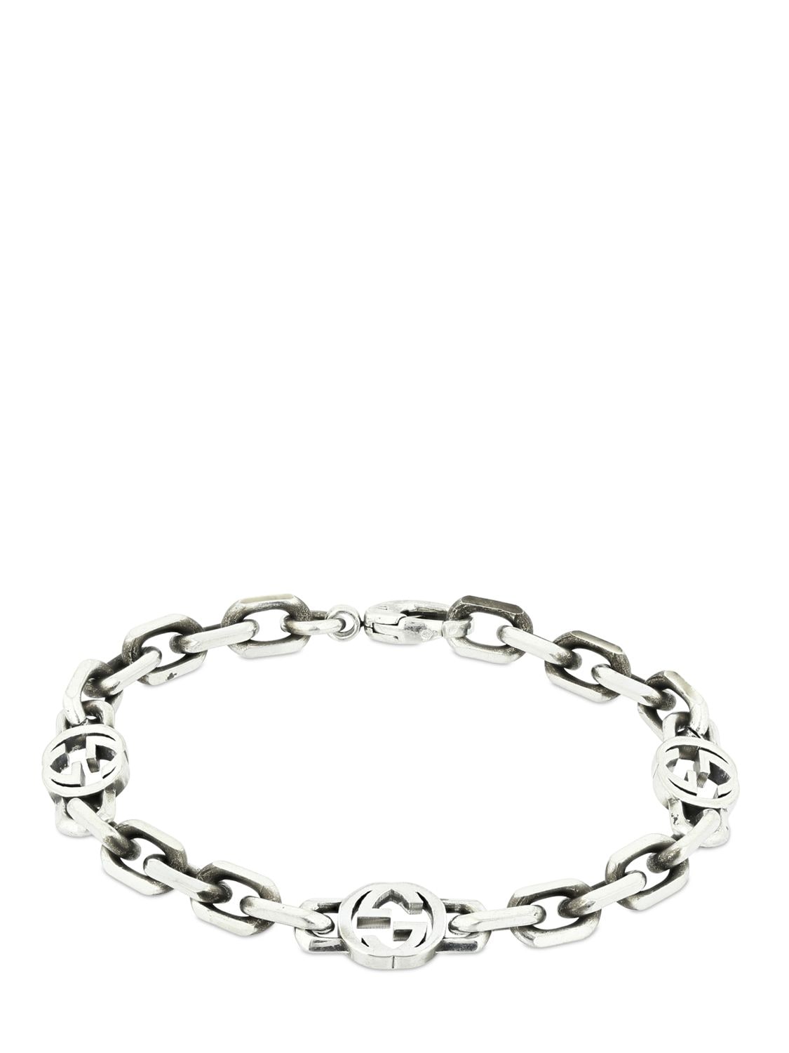 Gucci Silver Interlocking G Bracelet | ModeSens