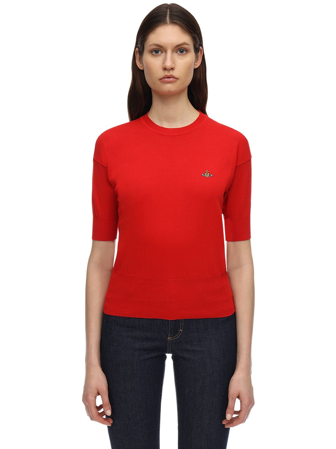 Vivienne Westwood Bea Cotton Knit  Top In Red