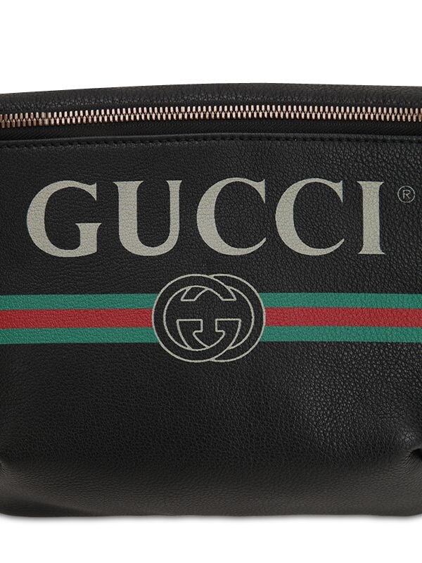 Gucci Small Print Leather Belt Bag In Black | ModeSens