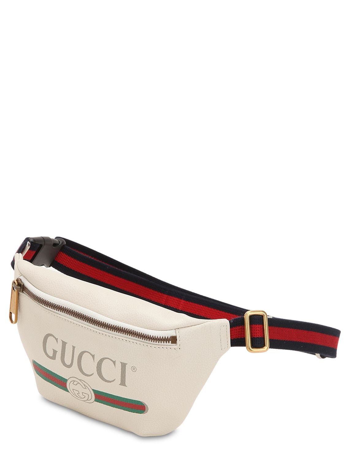 Gucci Small Print Leather Belt Bag In White | ModeSens