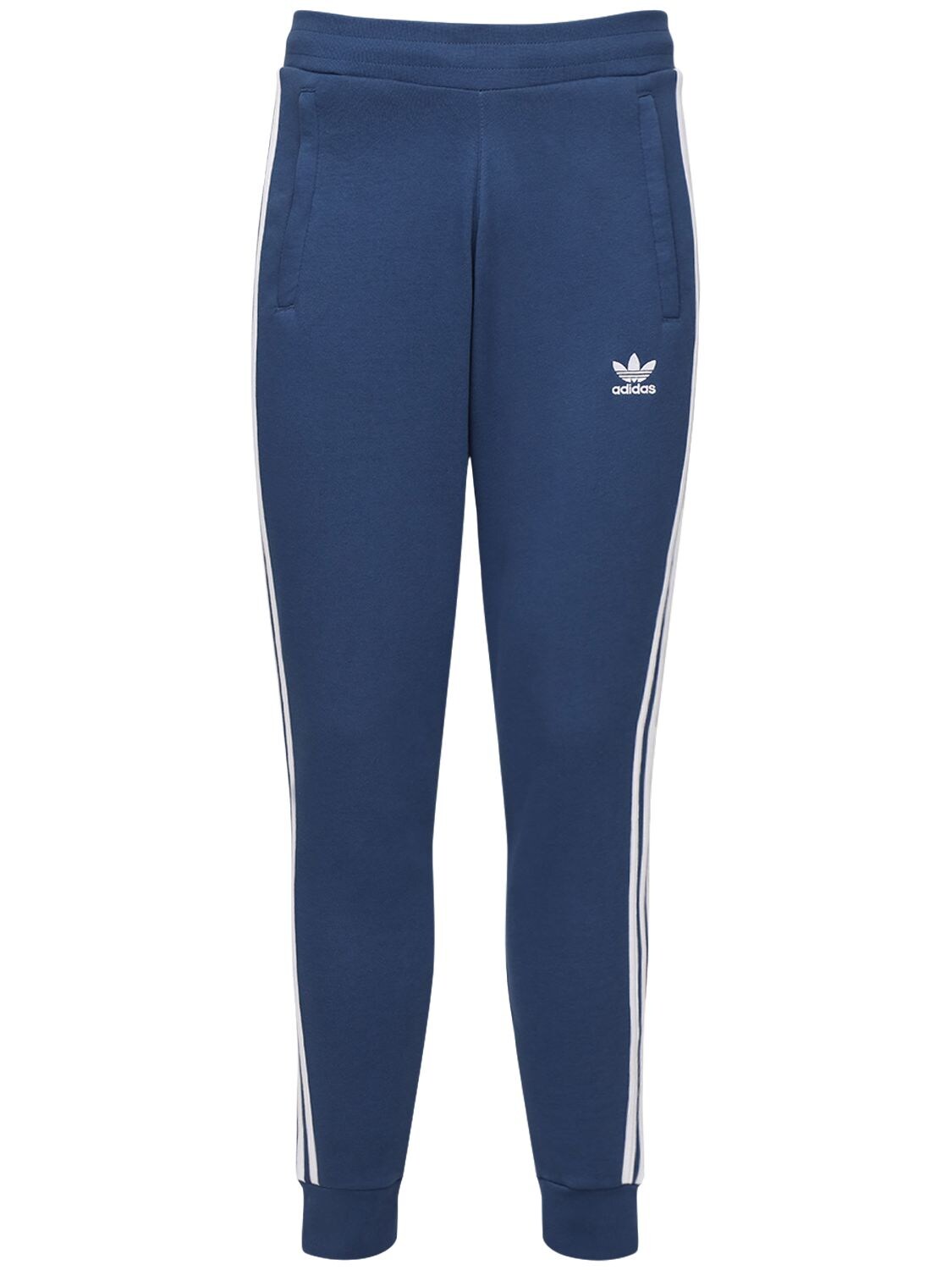 Adidas Originals Logo Striped Cotton Blend Pants In Blue
