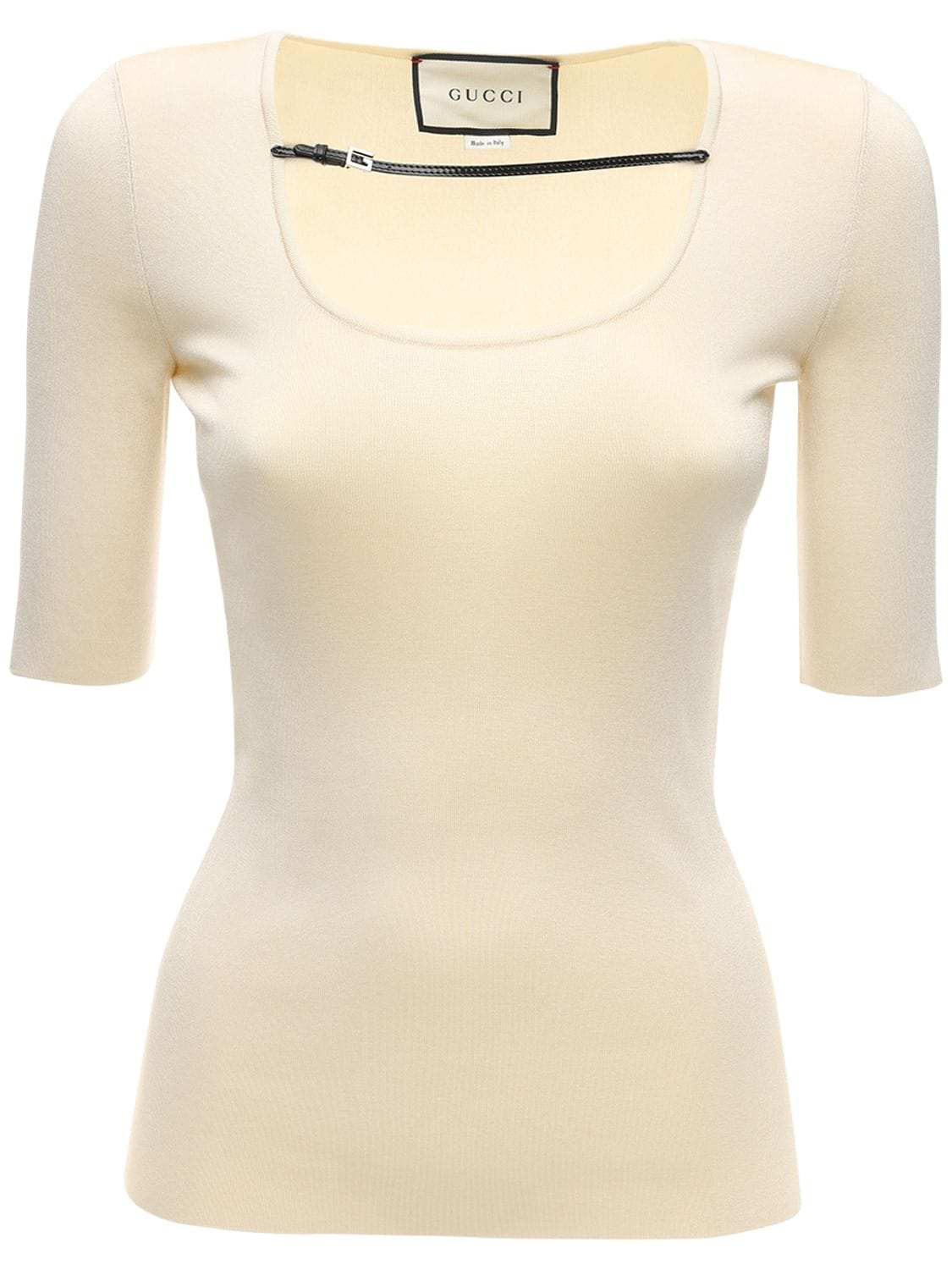 Viscose Fine Knit Top W/ Coated Detail